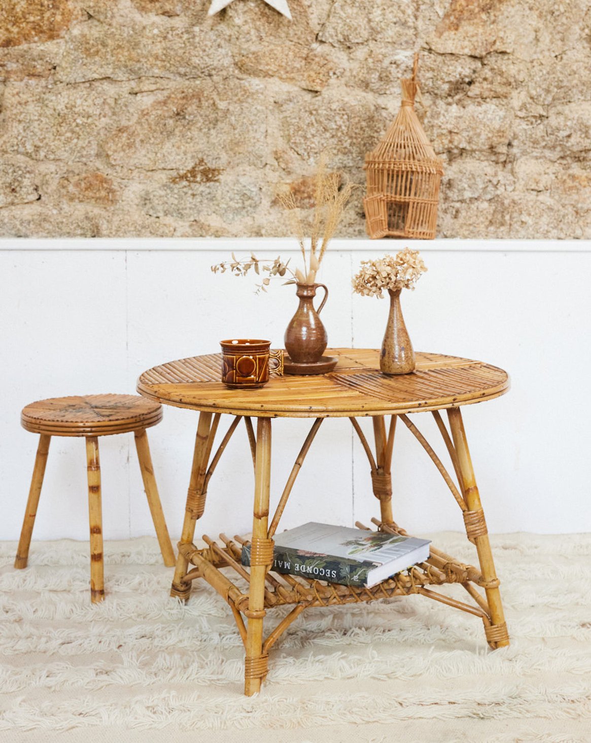 Table basse en rotin Léonie N°1020 - Bon état, DEBONGOUT