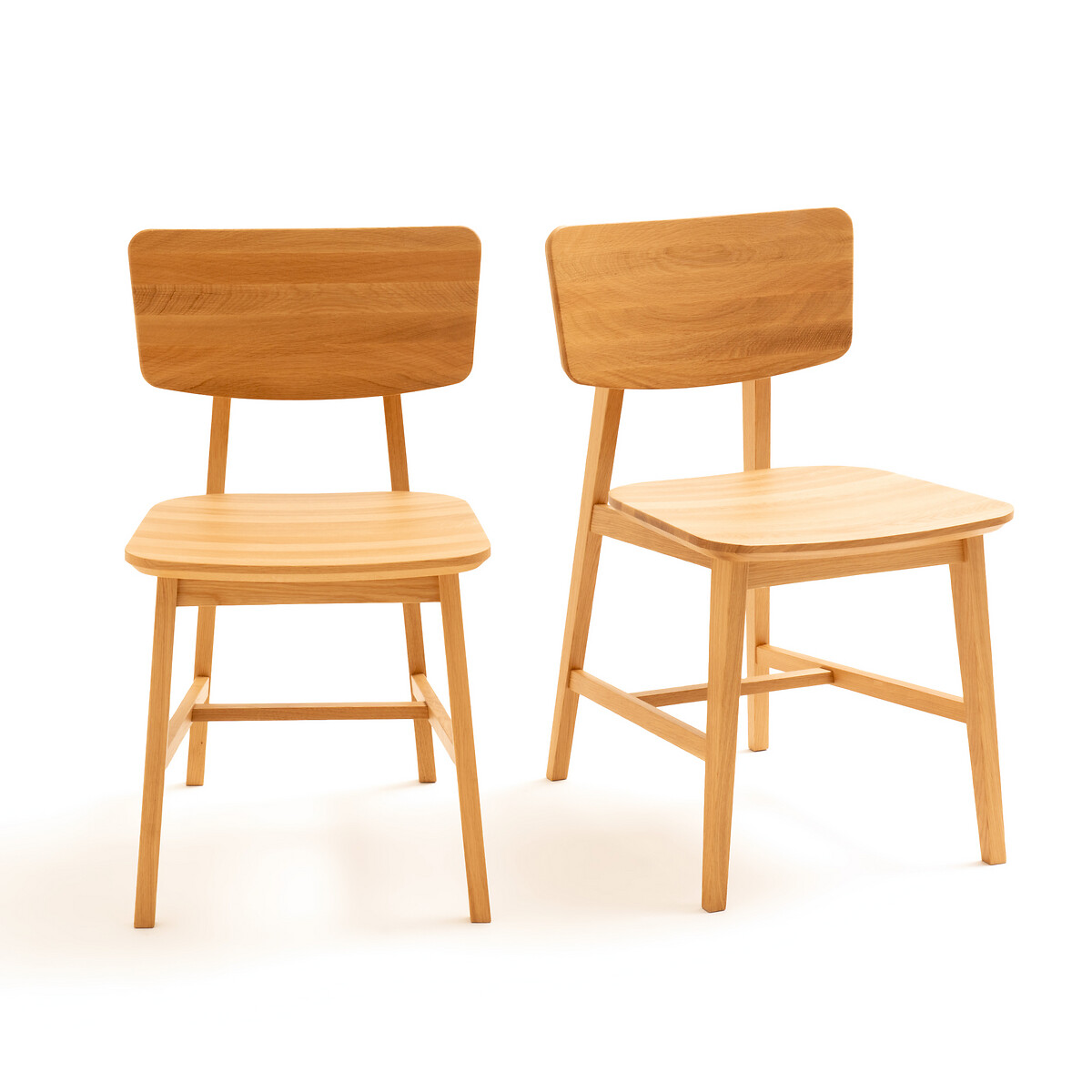 Product photograph of Aya Solid Oak Vintage Style Chairs Set Of 2 from La Redoute UK