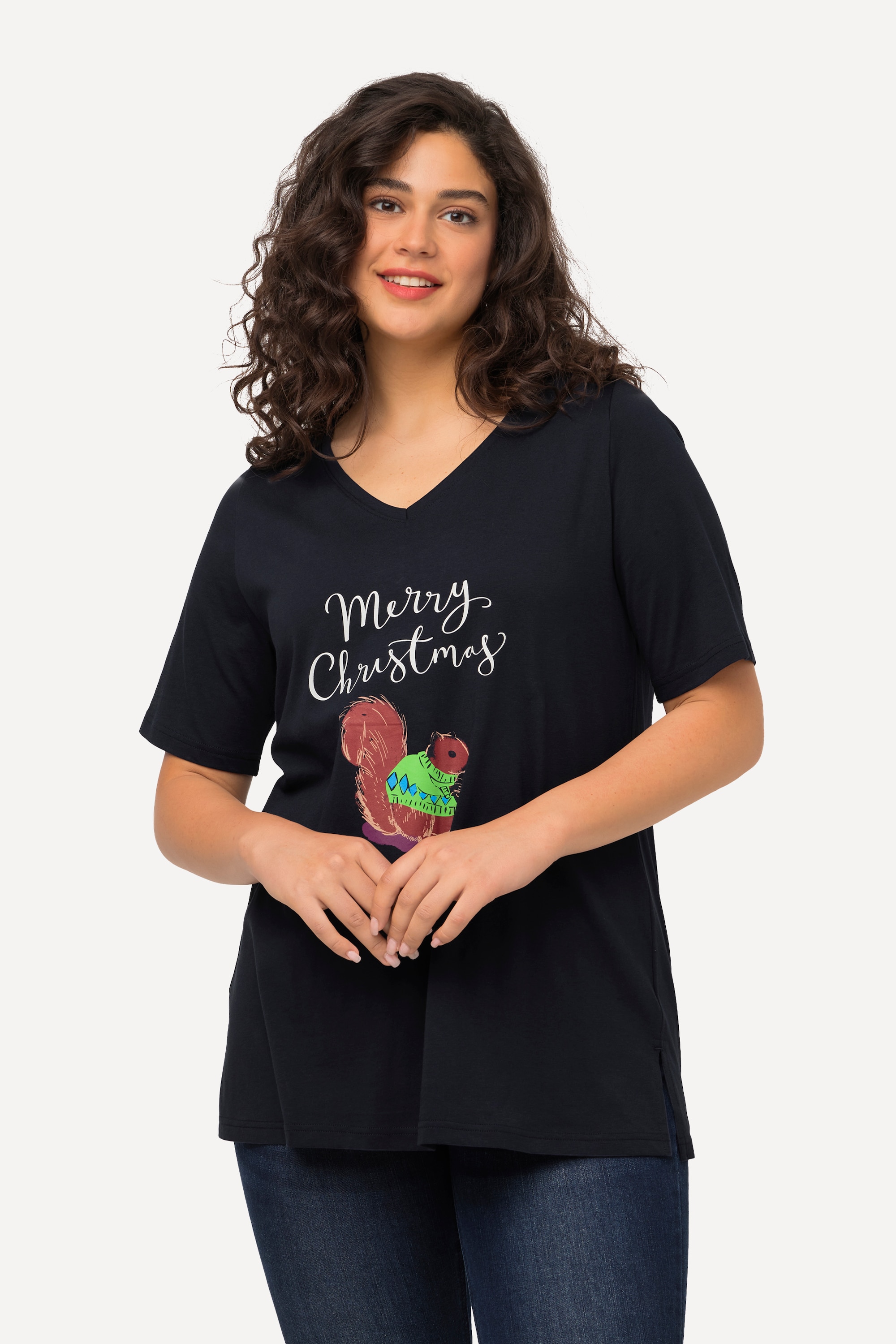 T-shirt de Noël à manches courtes et col V, ULLA POPKEN