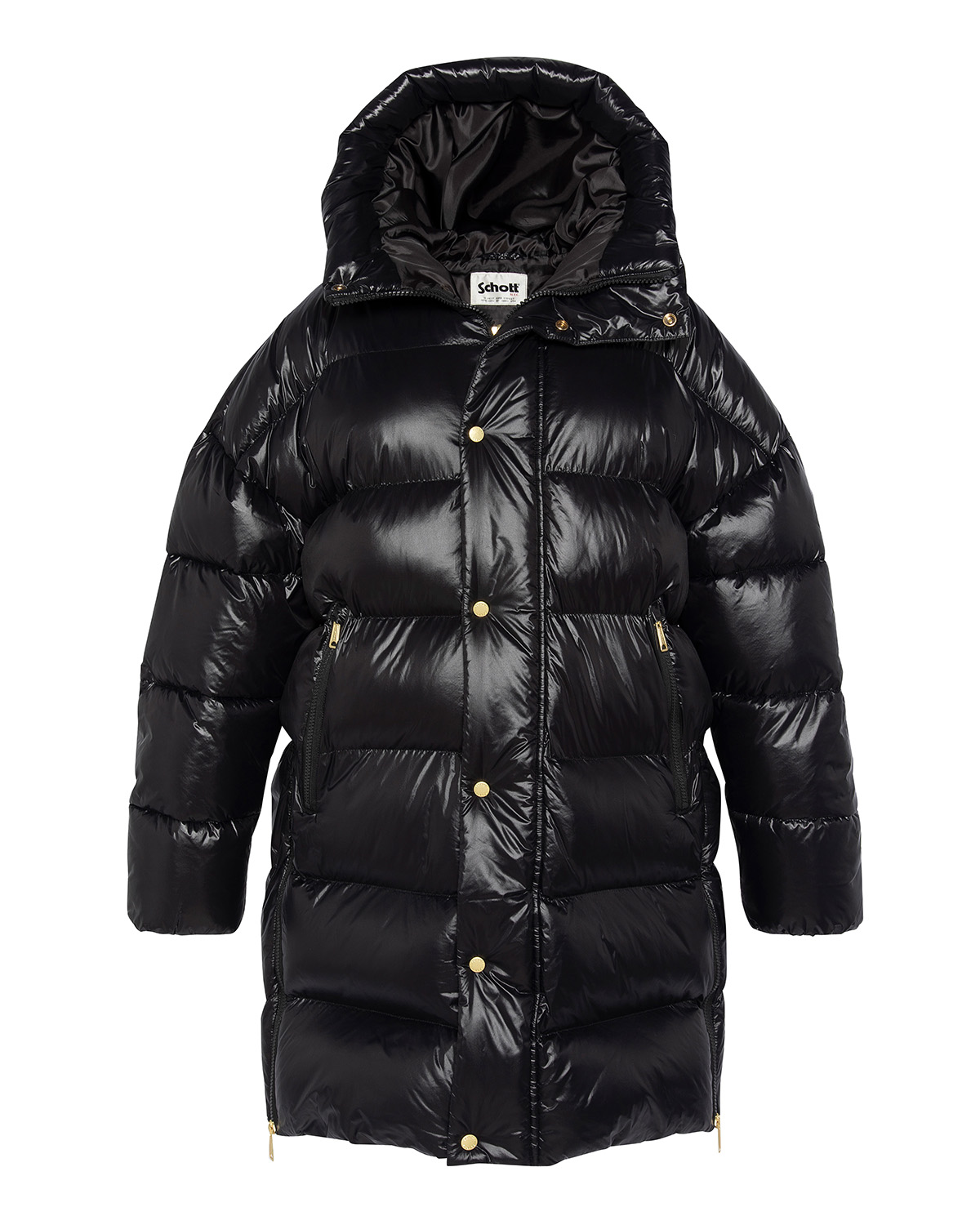 Doudoune longue oversize à capuche, SCHOTT