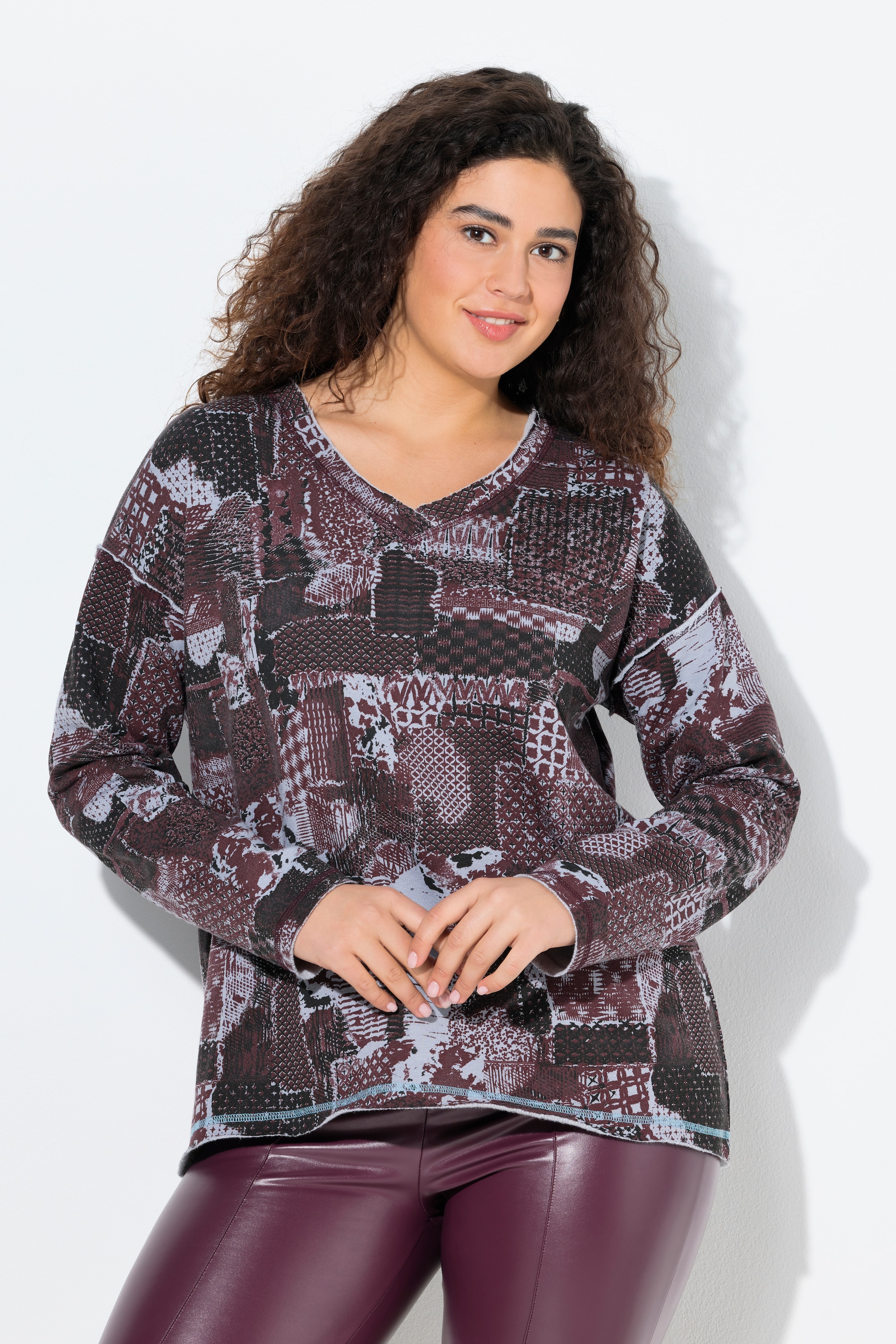 Sweat-shirt col en V et manches longues, ULLA POPKEN