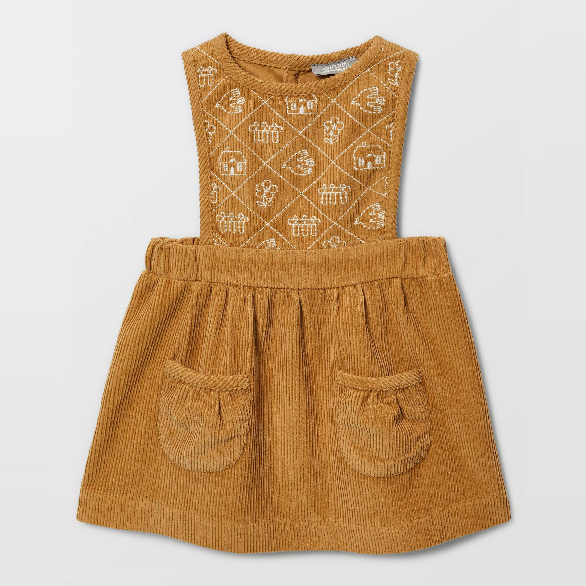 Robe en velours brodée en coton BIO GOTS, BOUT'CHOU