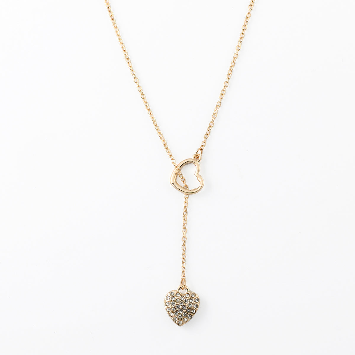 Collier à pendentifs cœurs dorés et strassés, BALABOOSTE