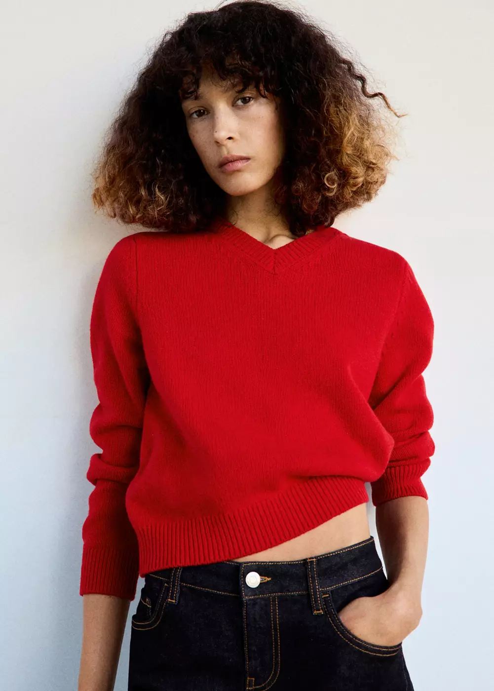 Pull-over laine col en V, MANGO