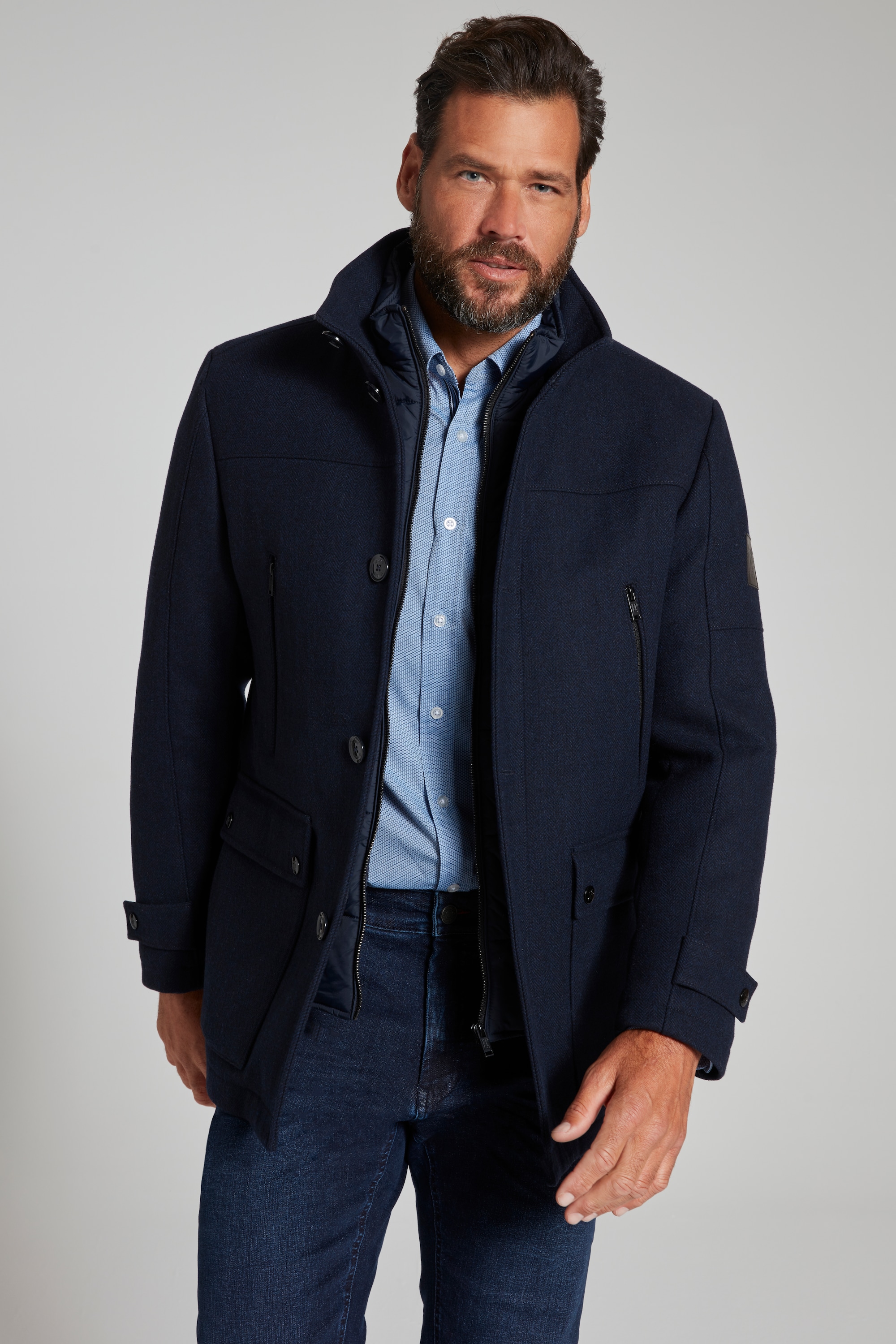 Veste en laine mélangée déperlante avec, JP1880