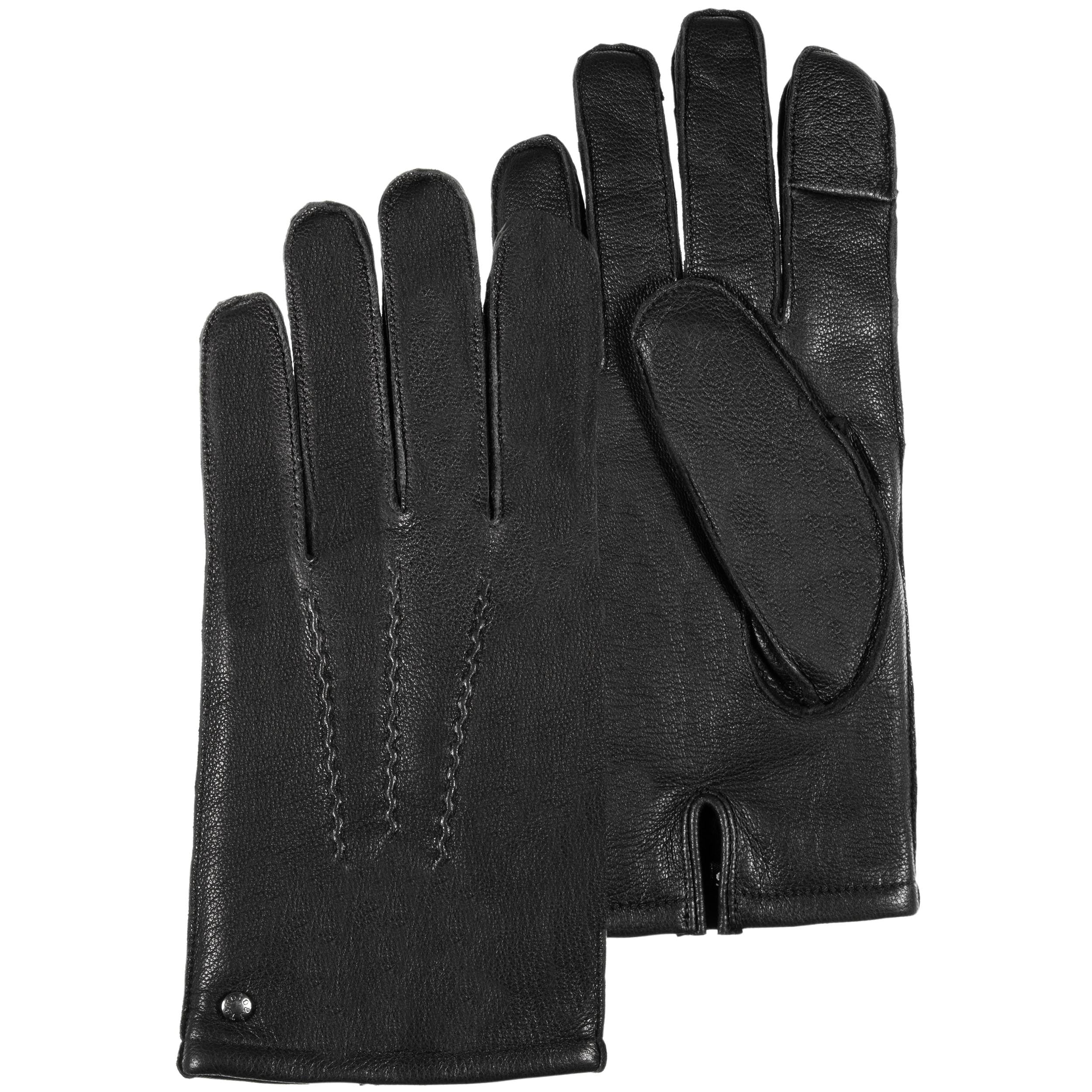 Gants tactiles, en cuir de chèvre, doublé imitation fourrure, ISOTONER