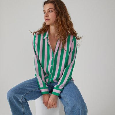 Striped Draping Shirt with Long Sleeves LA REDOUTE COLLECTIONS