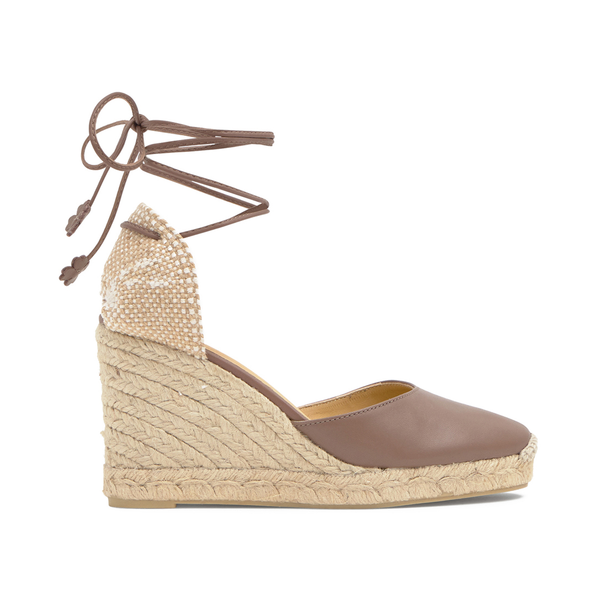 Espadrilles compensées en cuir nappa à lacets CARINA PLATFORM, CASTANER
