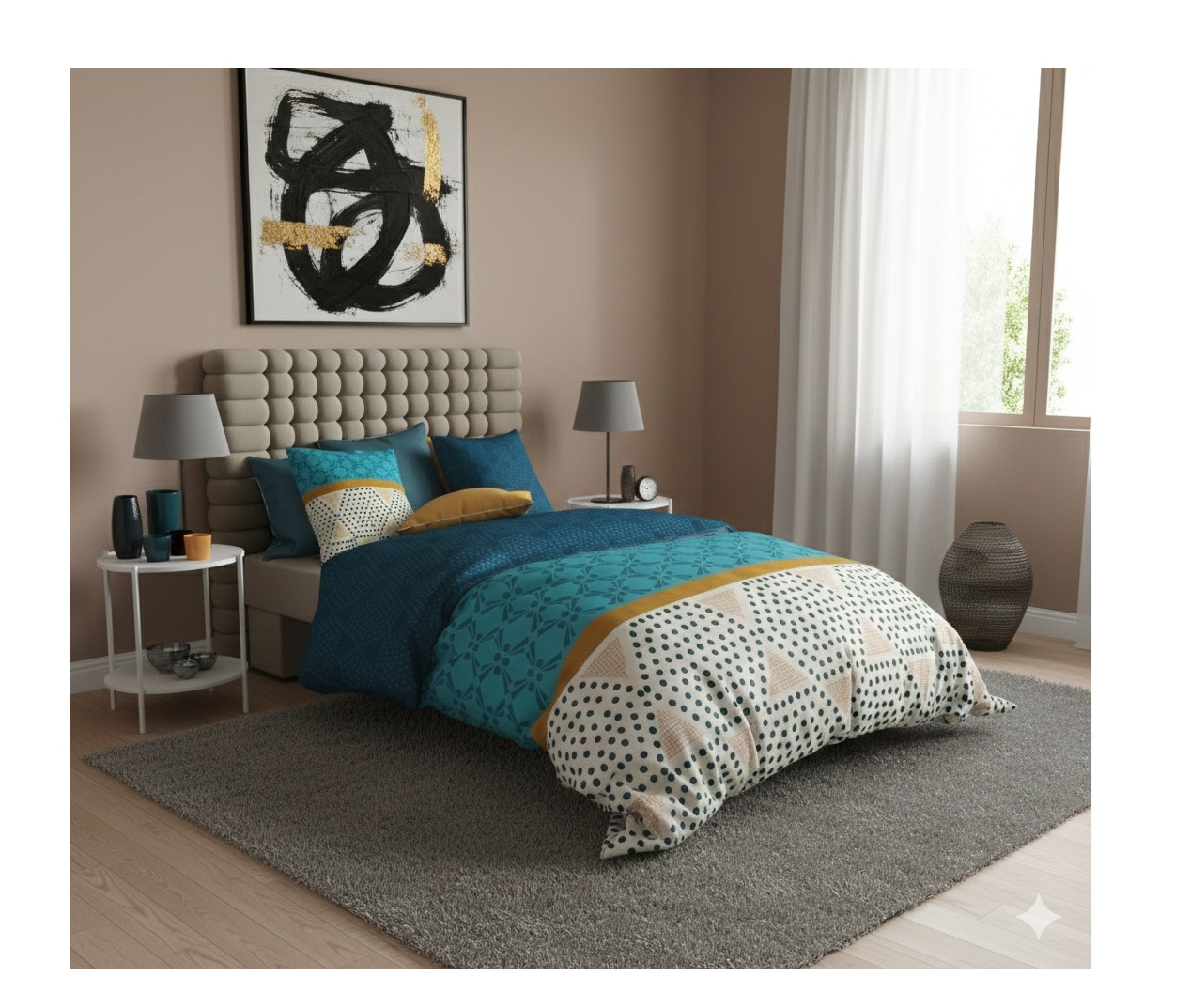 Housse couette + taie graphiques modernes, EDEN