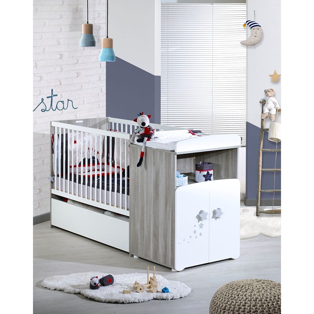Lit Bebe Combine Evolutif En Serigraphie Nao Blanc Baby Price La Redoute