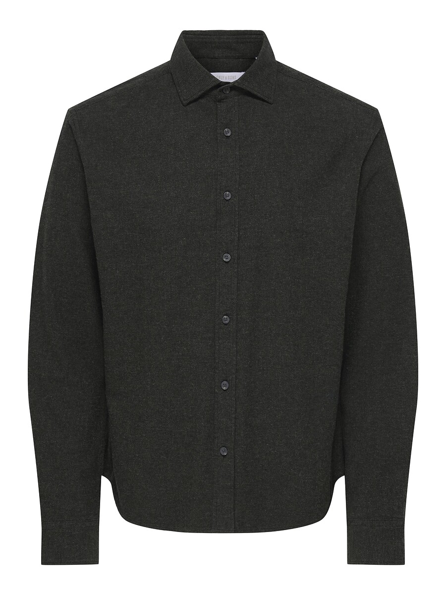 Effen hemd met lange mouwen, slanke pasvorm, ONLY & SONS