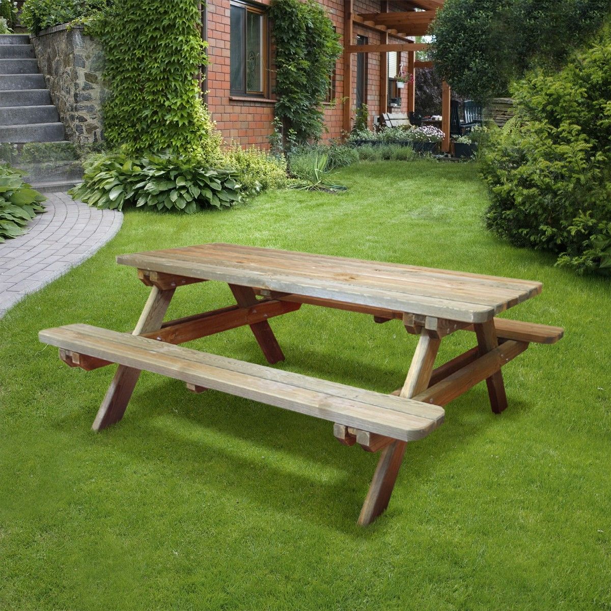 Table de pique-nique en bois traité 4/6 pers, rambouillet bois