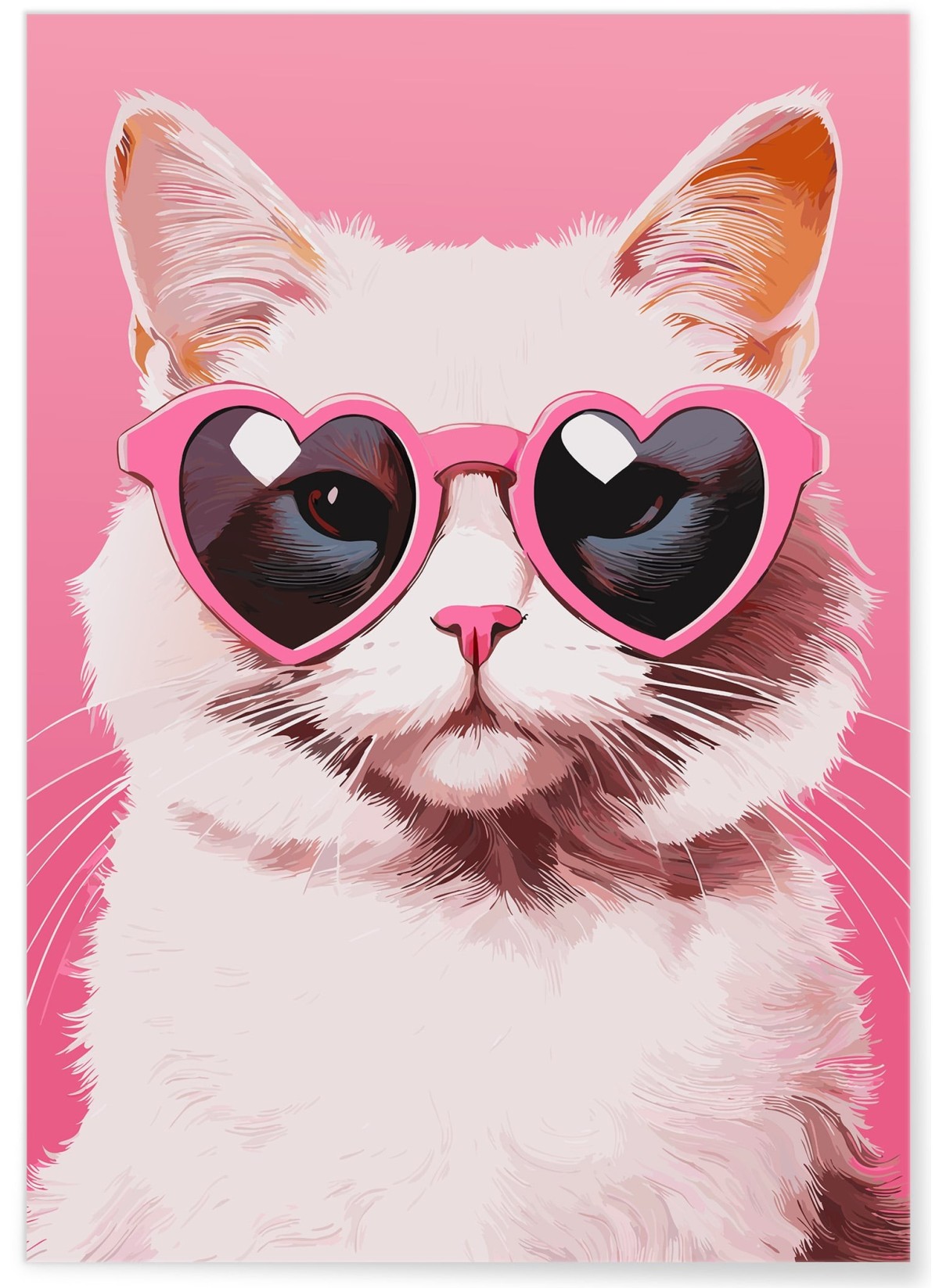 Affiche Chat lunettes coeur, L'AFFICHERIE