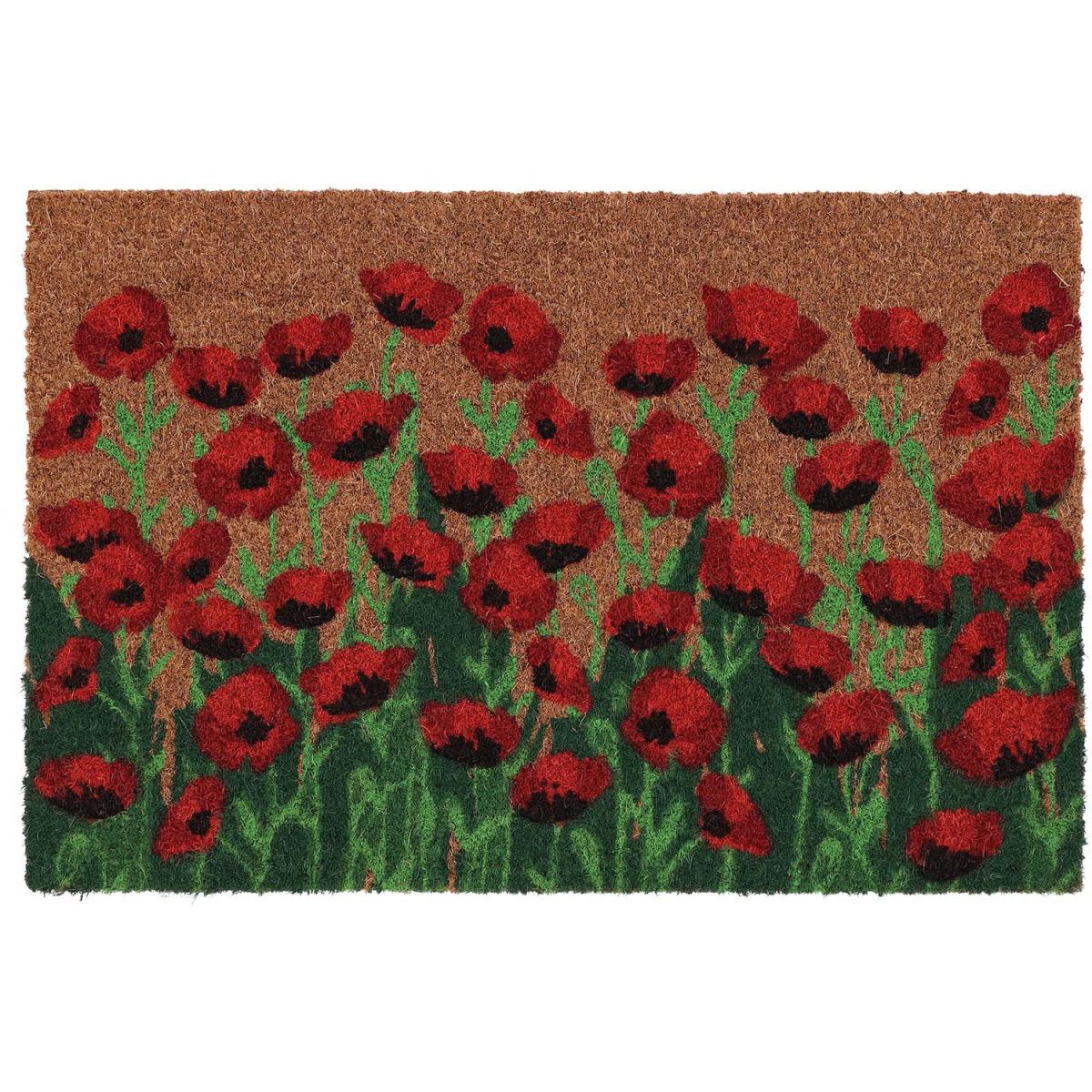 Paillasson en coco et PVC 60 x 40 cm Coquelicots, BEST FOR BOOTS