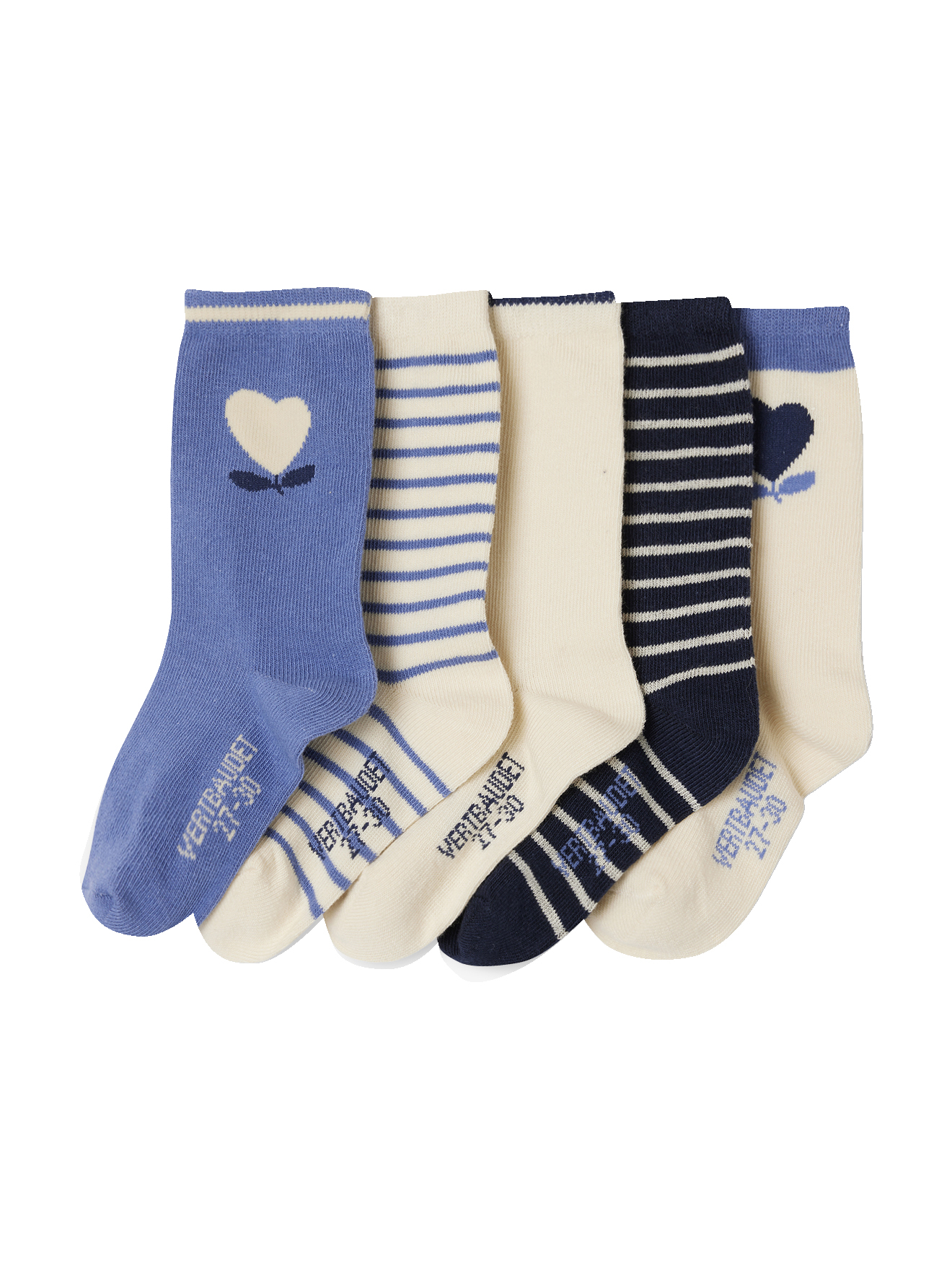 Lot 5 paires de chaussettes coeur, VERTBAUDET