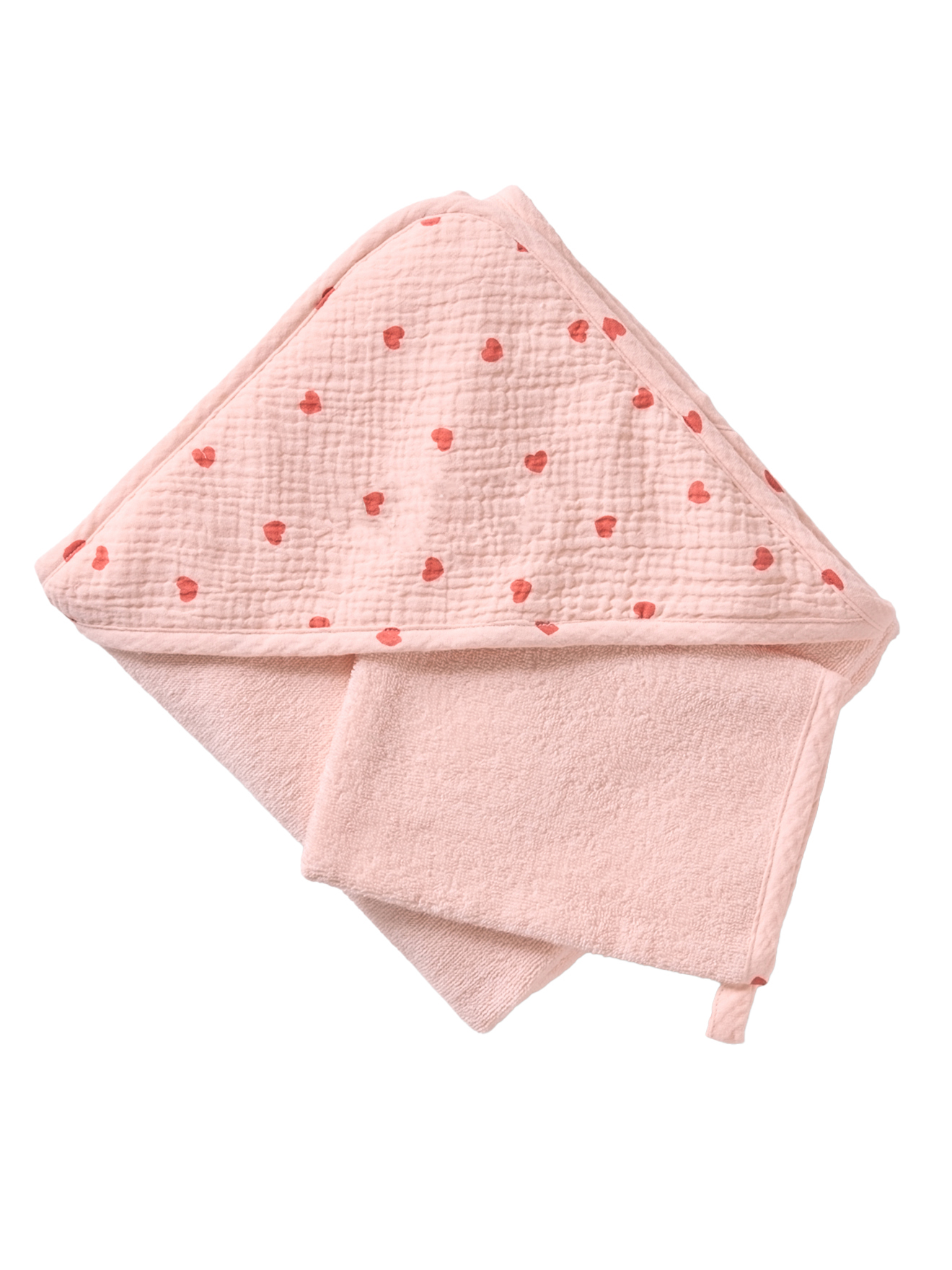Cape de bain + gant de toilette MON COEUR, VERTBAUDET
