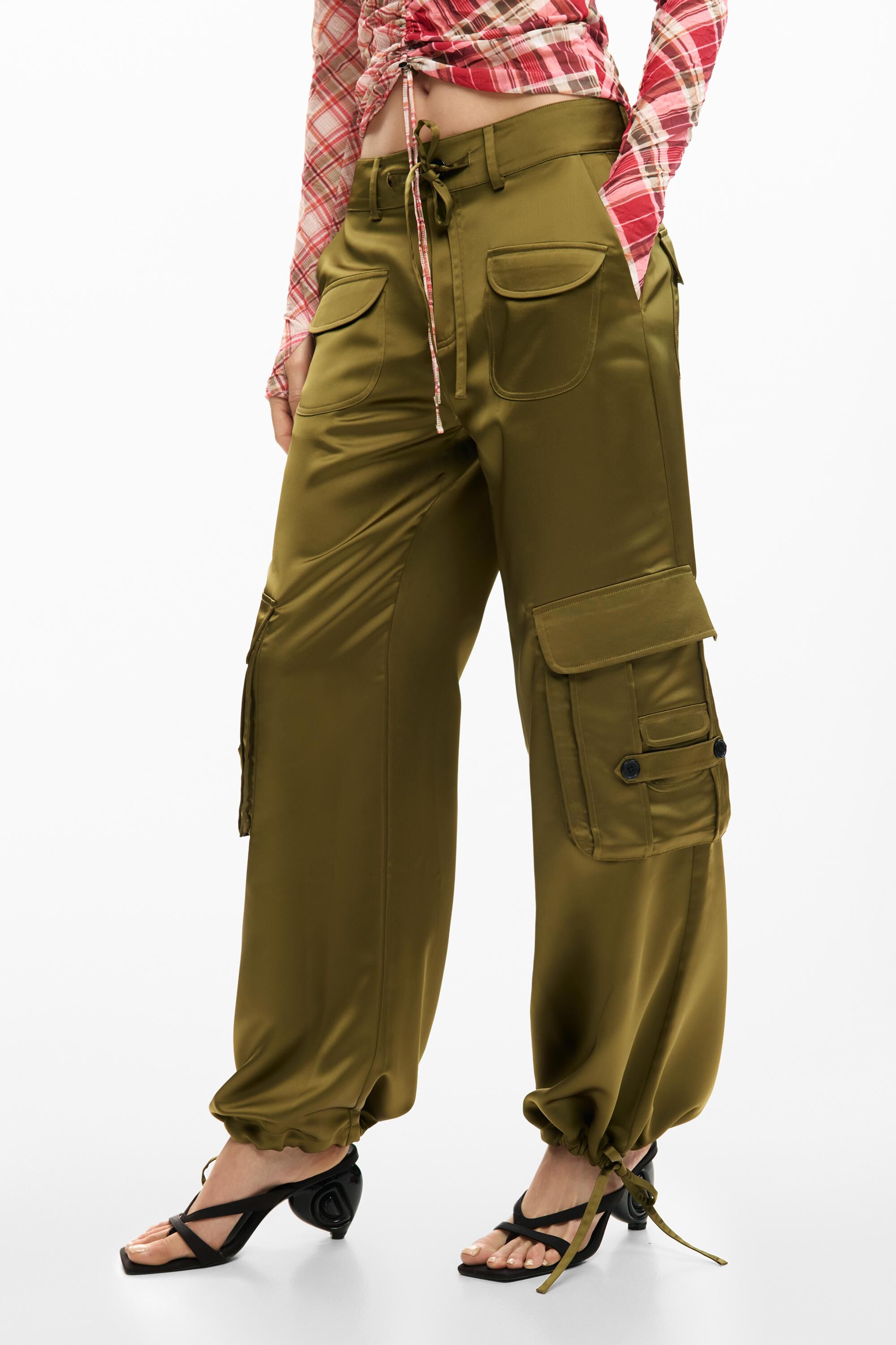 Pantalon cargo satiné, DESIGUAL