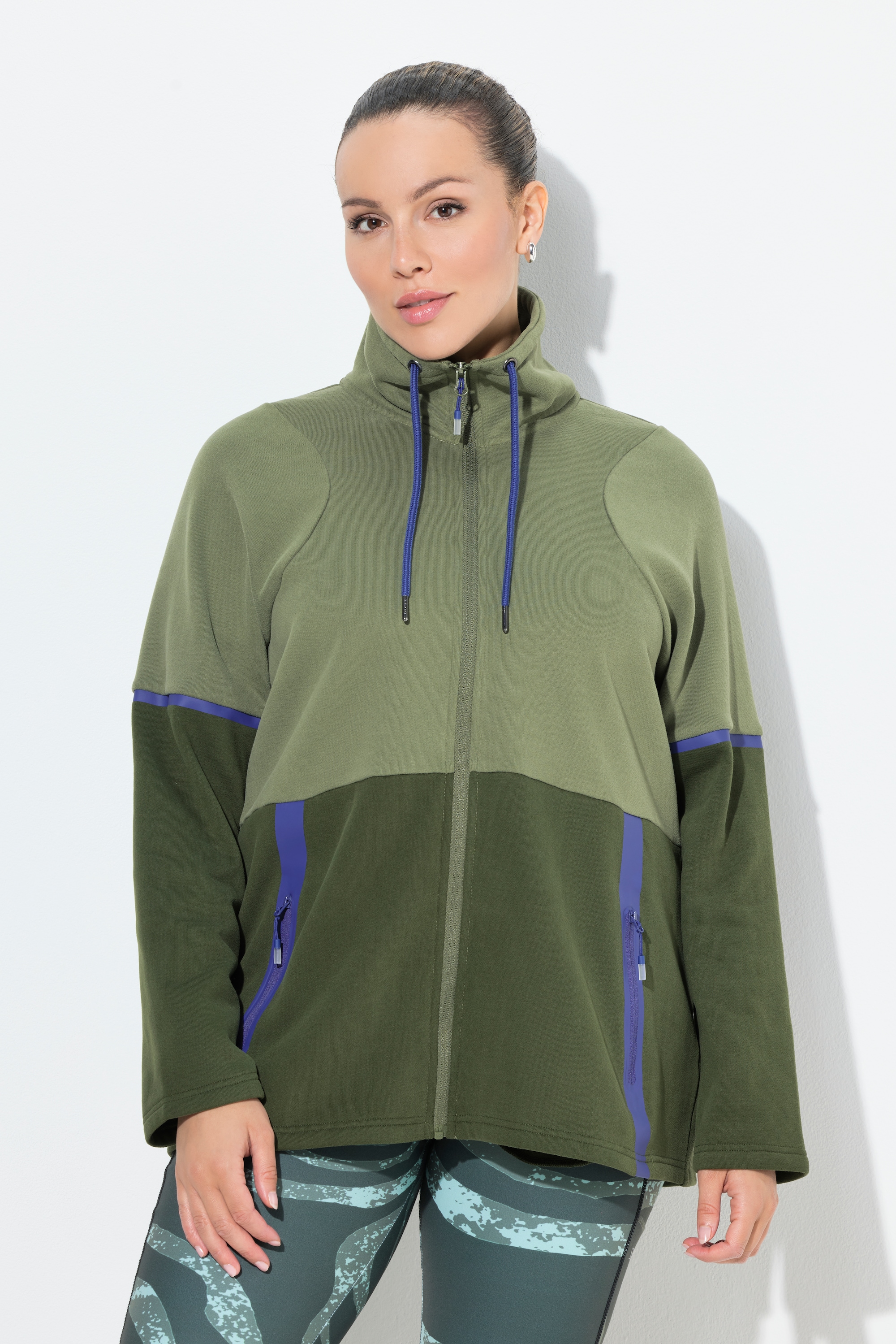 Veste en molleton bicolore à col montant, ULLA POPKEN