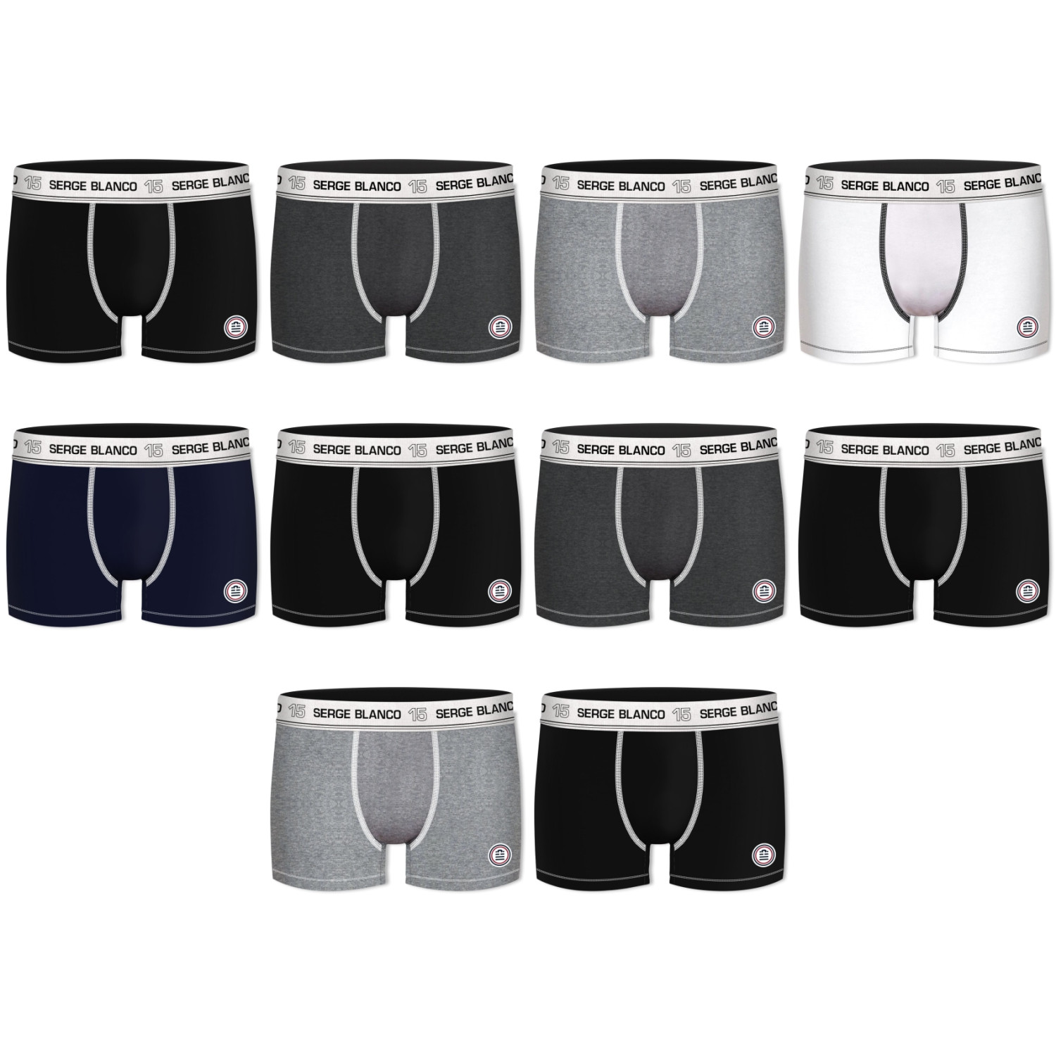 Lot De 10 Boxers Coton, SERGE BLANCO