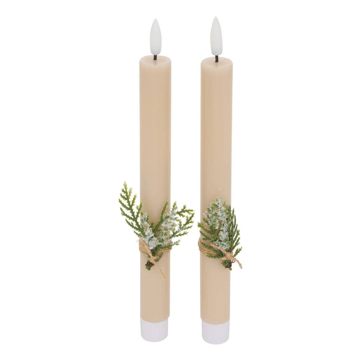 Lot de 2 bougies LED Lupa bâton beige, ATMOSPHERA