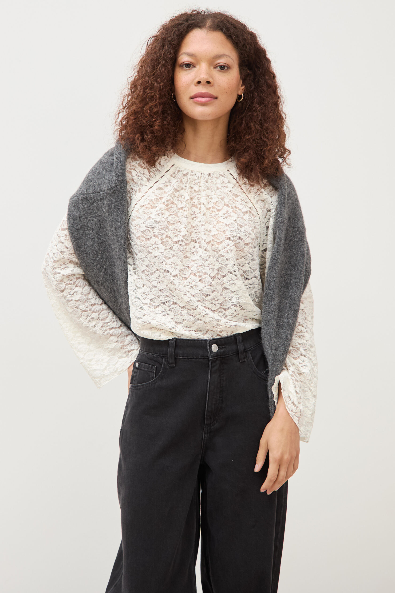 Blouse droite en dentelle, BONOBO
