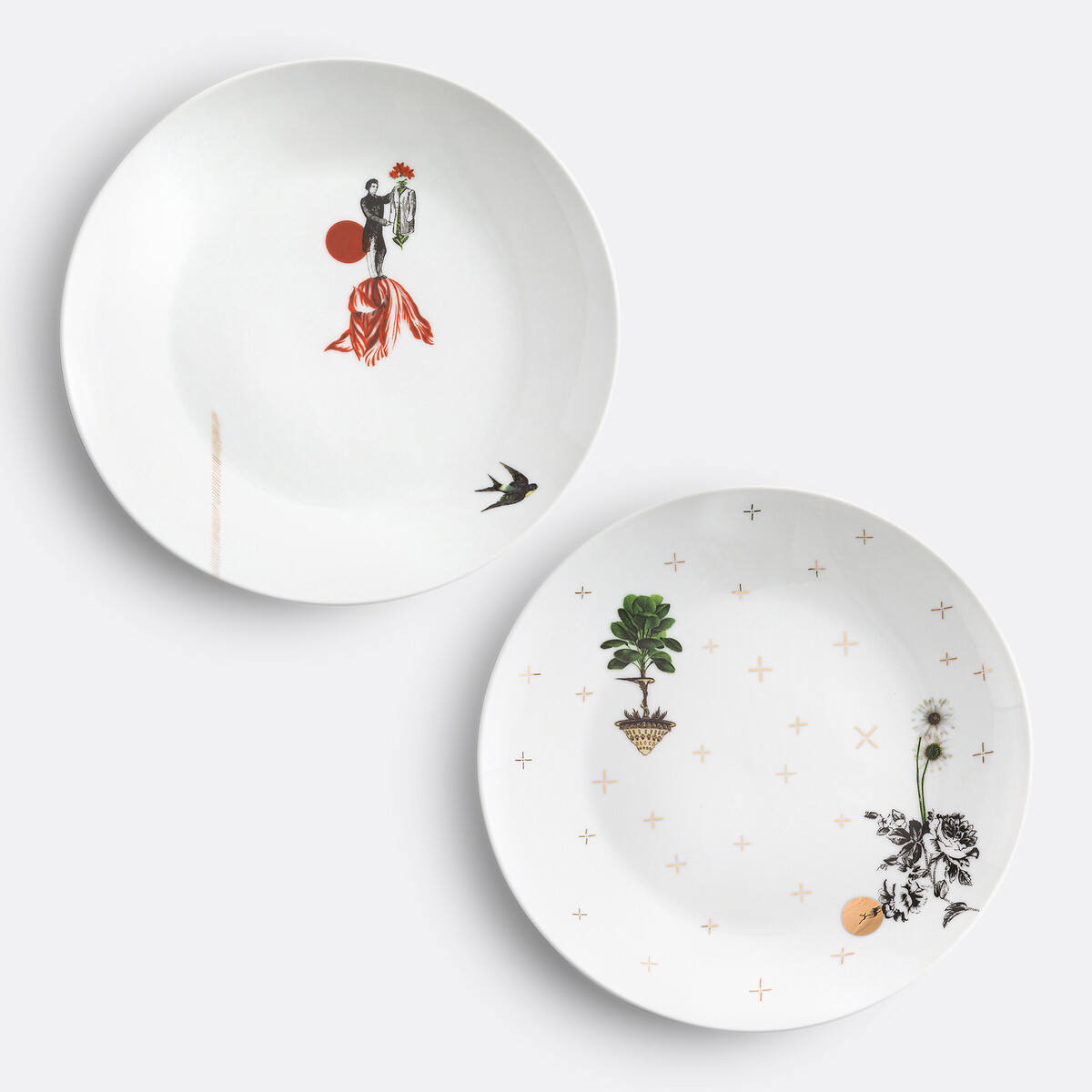 Lot de 4 assiettes à dessert en porcelaine