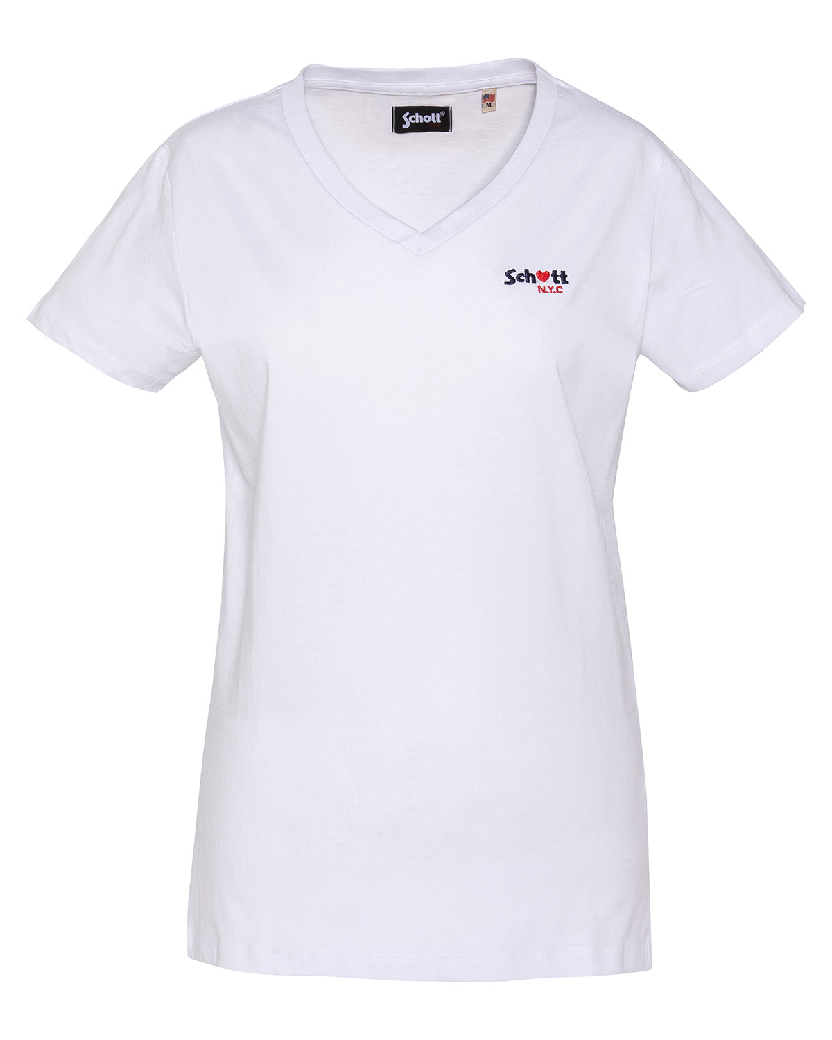 T-shirt col V avec broderie cur, SCHOTT