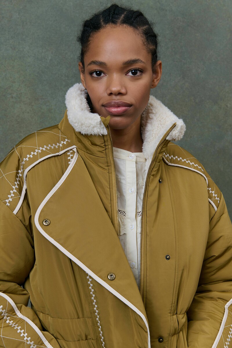 Tanya mid-length coat, olive, Louise Misha | La Redoute