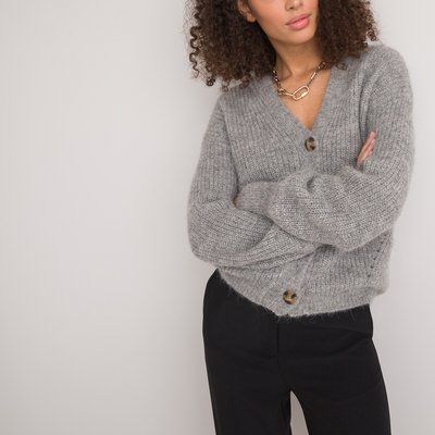 Alpaca Mix Buttoned Cardigan with V-Neck LA REDOUTE COLLECTIONS