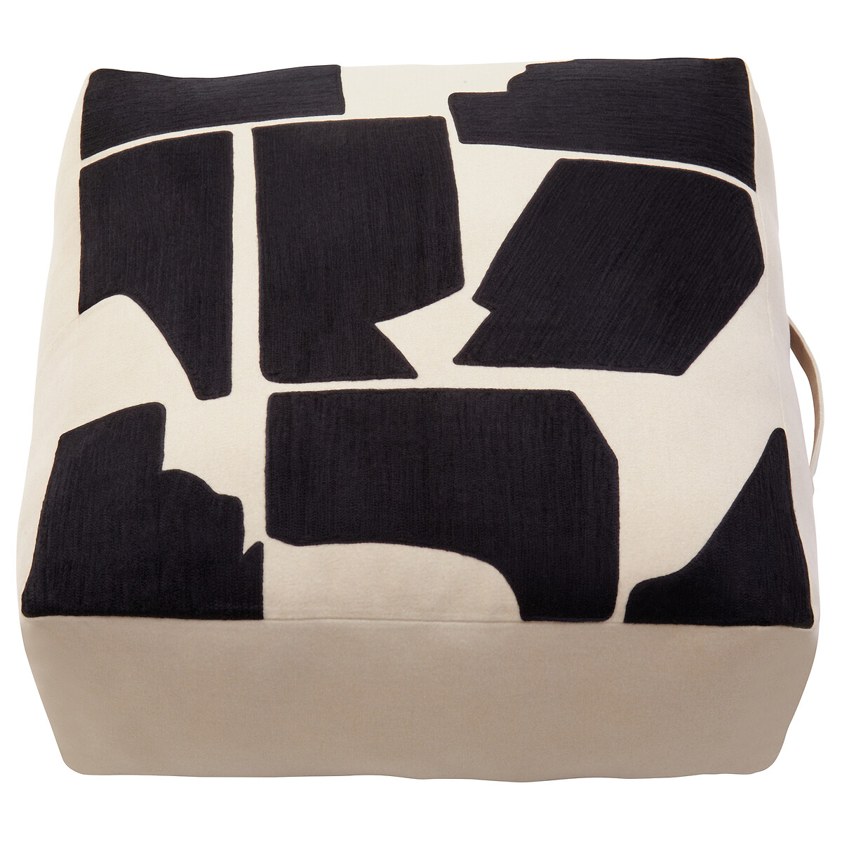 Bosie Ozella Natural And Black Square Floor Cushion, ÉDITÉ