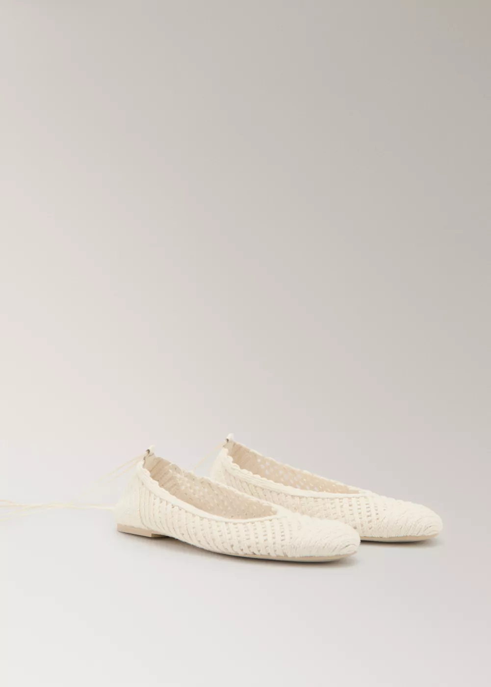 Ballerines en tissu avec lanières, MANGO