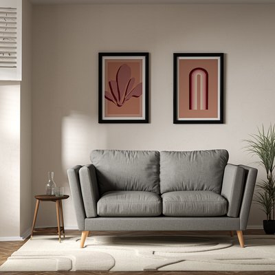 Frida Contemporary Soft Brushed 2 Seater Feather Sofa with Light Wood Legs SO'HOME