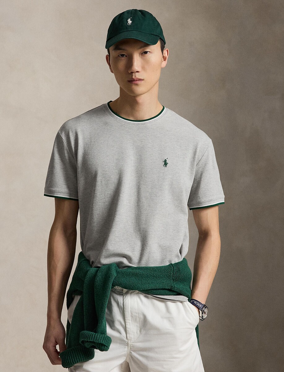 T-Shirt mit farbigen Bündchen, Regular-Fit, POLO RALPH LAUREN