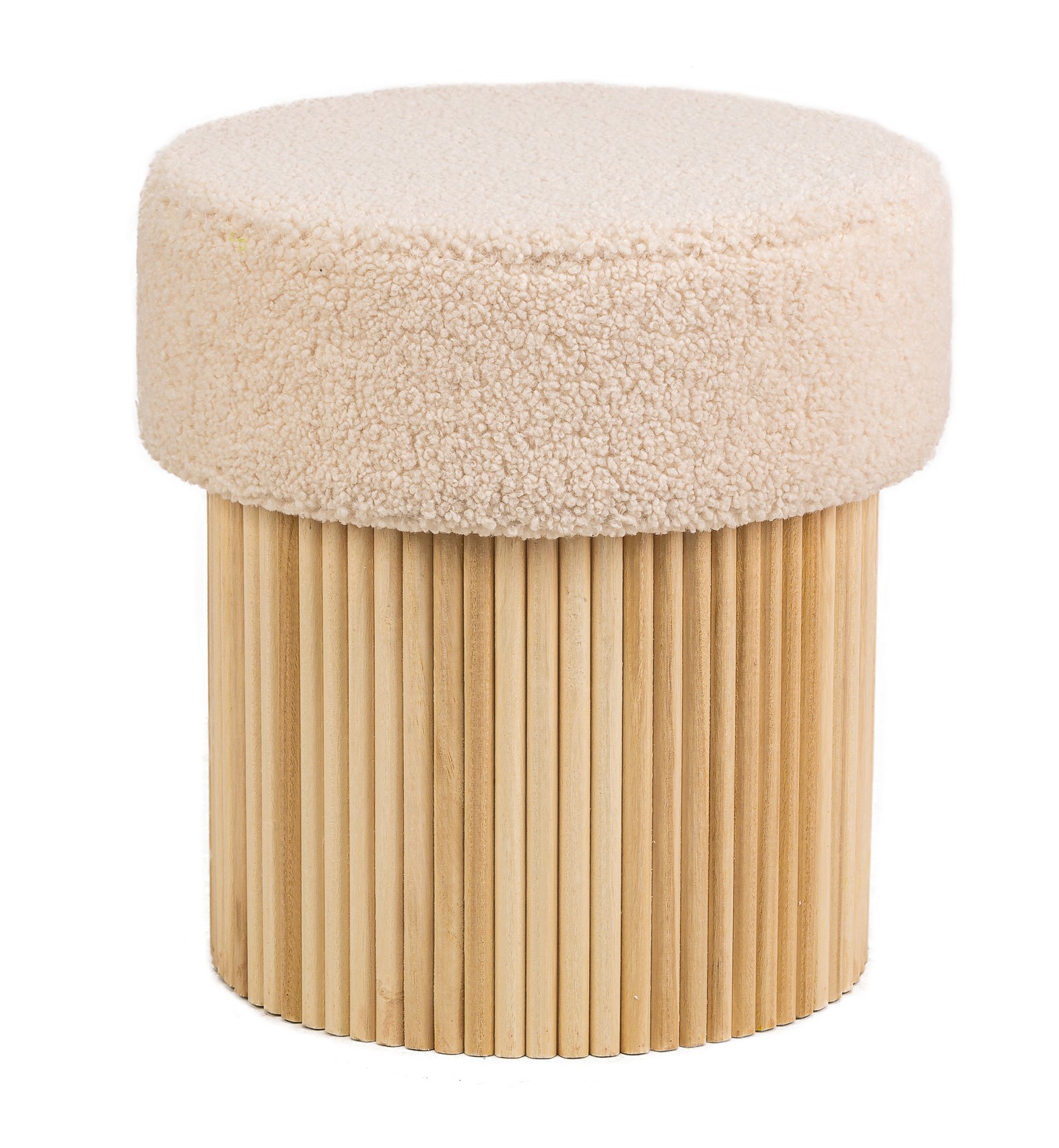 Pouf bouclette, base en bois, OTSU, NORDLYS