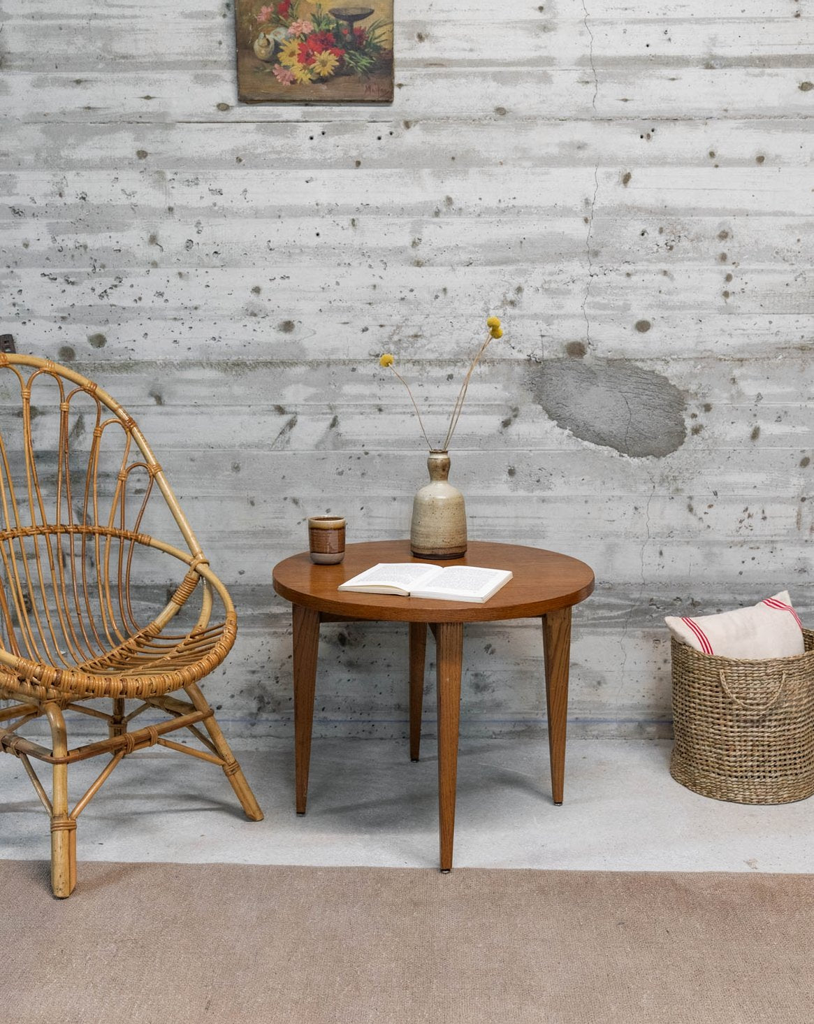 Table basse ronde en bois Donna N°970 - Bon état, DEBONGOUT