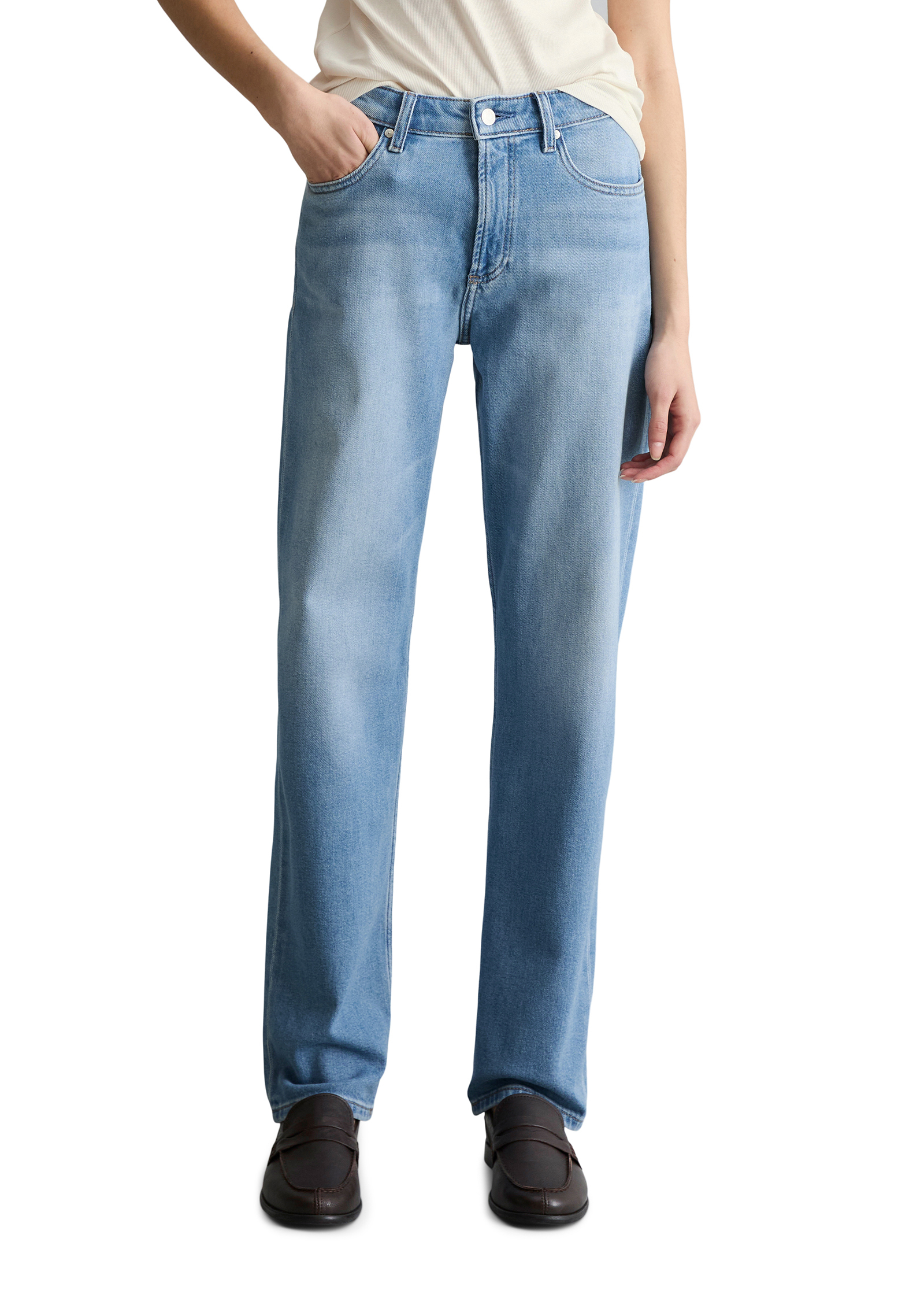 Jeans modèle Olina droit en doux mélange de coton organique et de lyocell, MARC O’POLO DENIM
