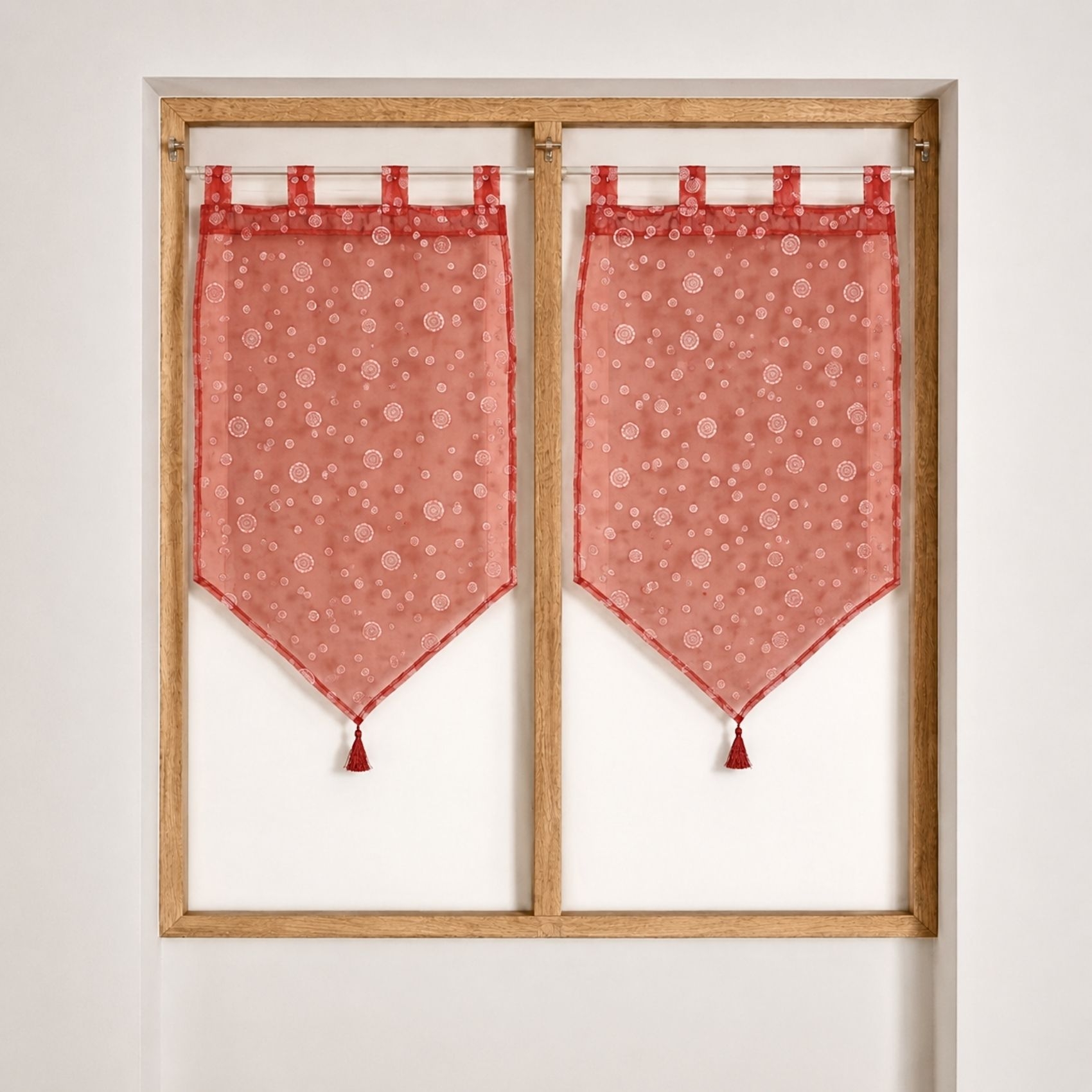 Paire de petits voilages motif de bulles argentées, HOME MAISON