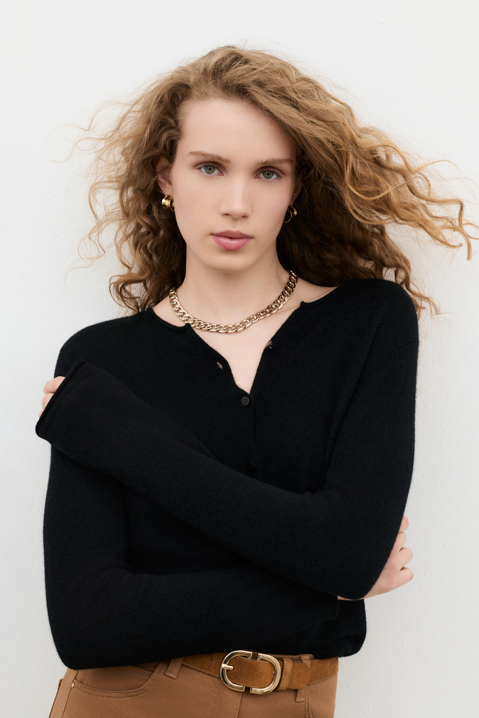 Pull droit col tunisien cachemire MSALLY, CAROLL