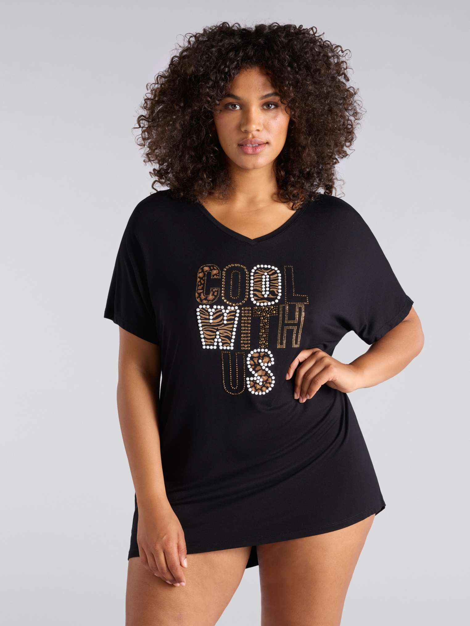 T-shirt long avec écriture, FIORELLA RUBINO