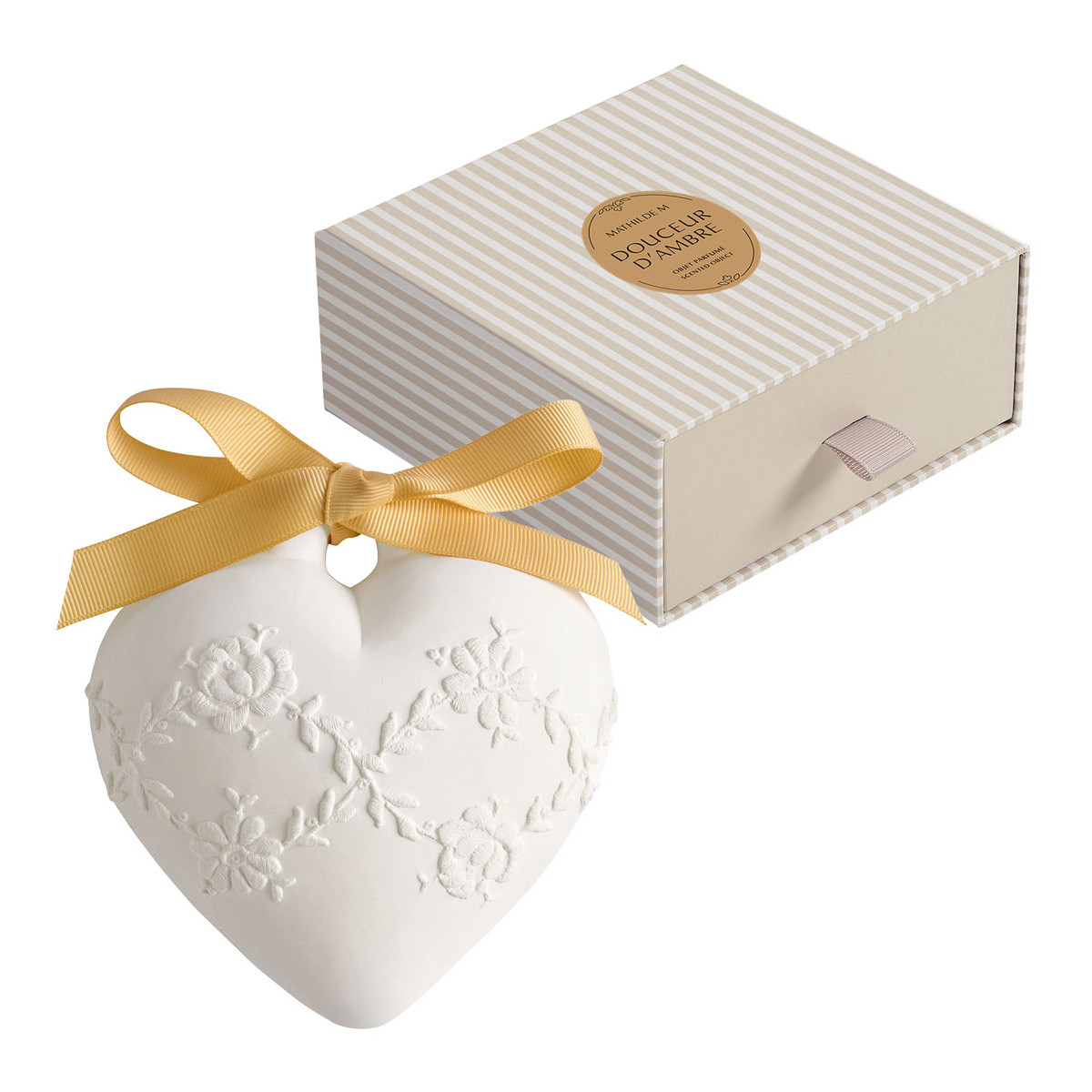 Décor parfumé Grand Cœur brodé - DOUCEUR D'AMBRE, MATHILDE M
