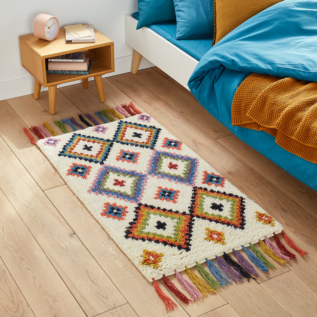 Ourika berber style geometric tassel wool rug, multi-coloured, La Redoute  Interieurs