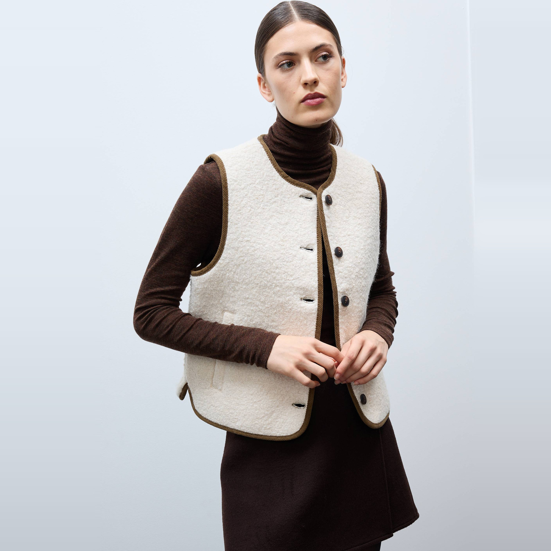 Veste matelassée sans manches réversible contenant de la laine, MONOPRIX