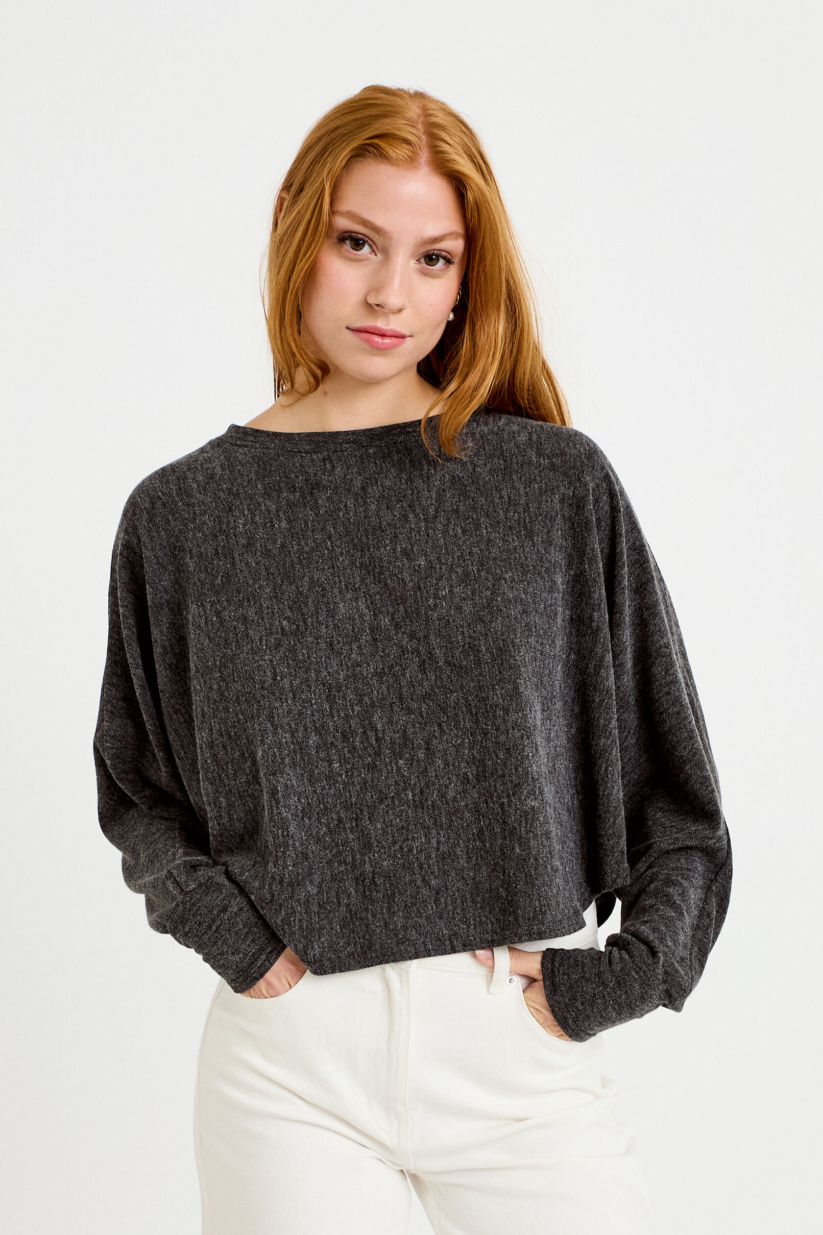 Cape boyfriend cropped col rond, CACHE CACHE