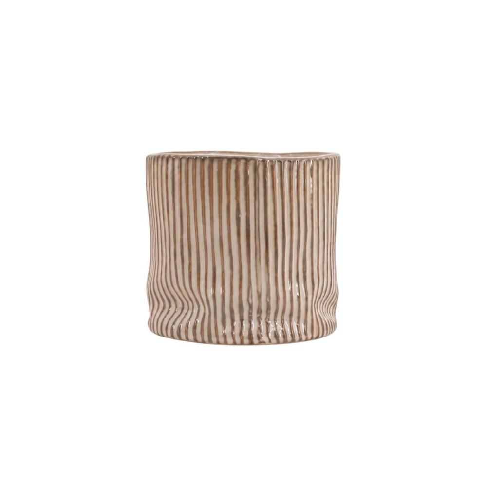 Cache-pot en céramique striée 16cm, ORNAMI
