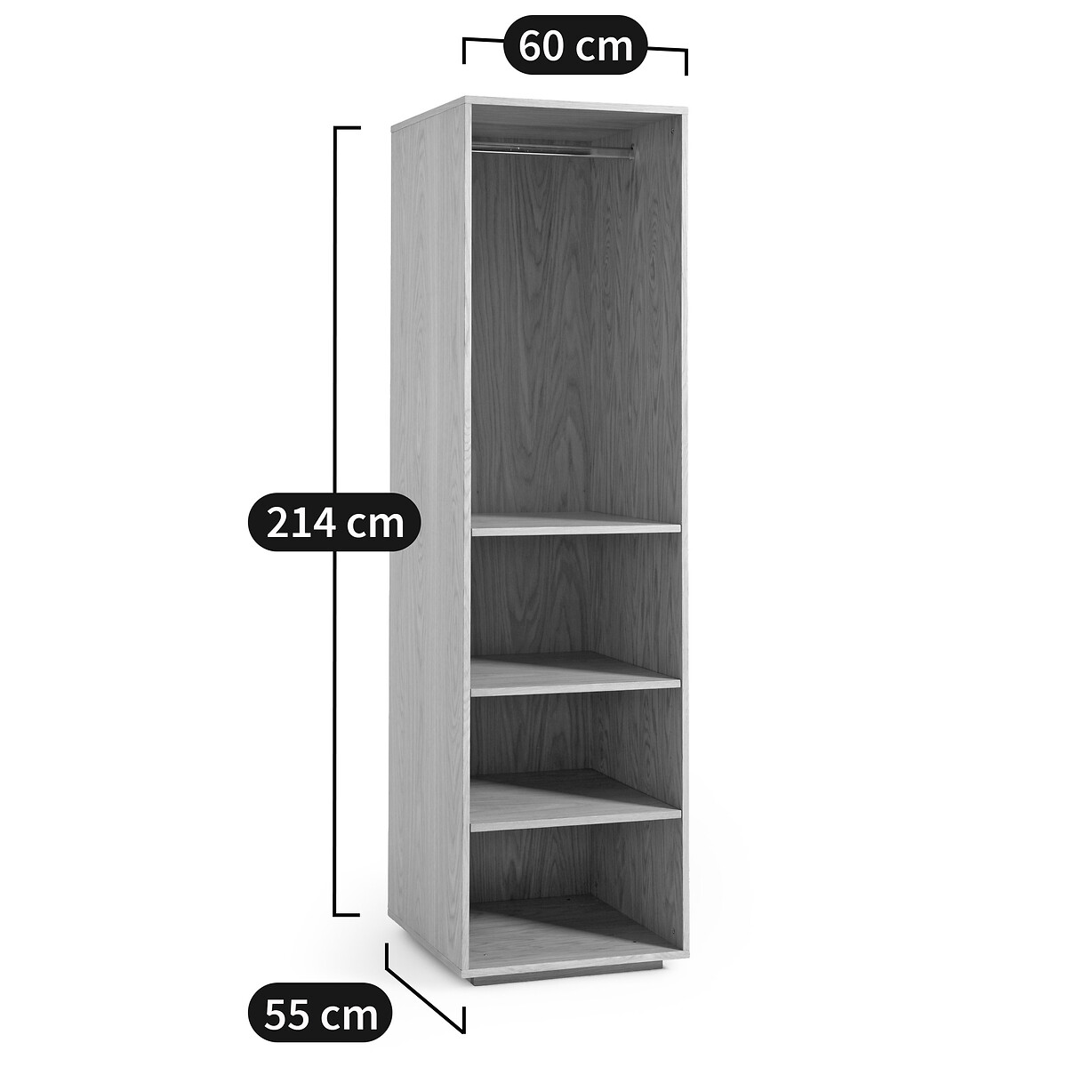 Estructura para armario de roble an.120cm, johanez roble natural