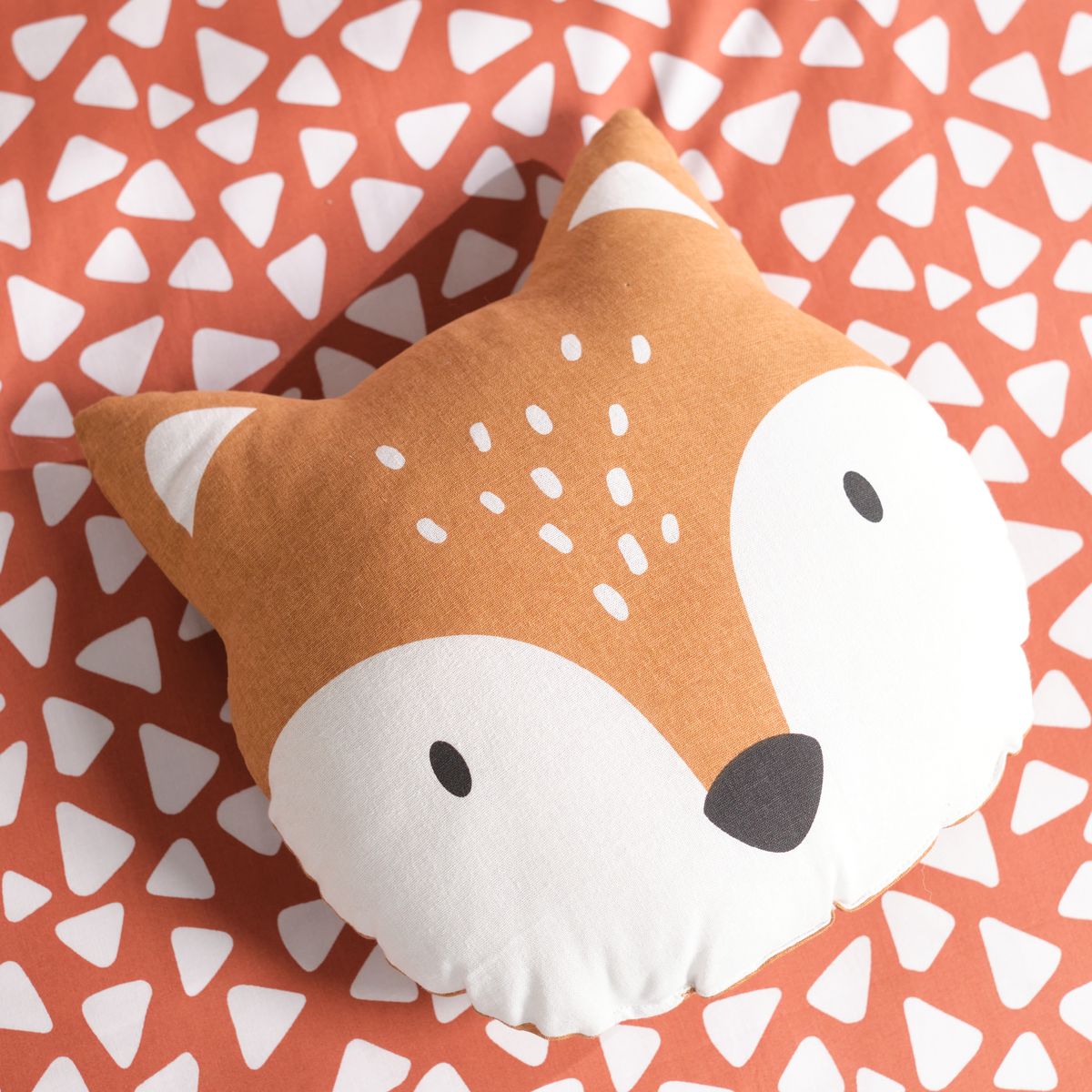 Coussin imprimé animalier coton FUNNY RENARD, TODAY
