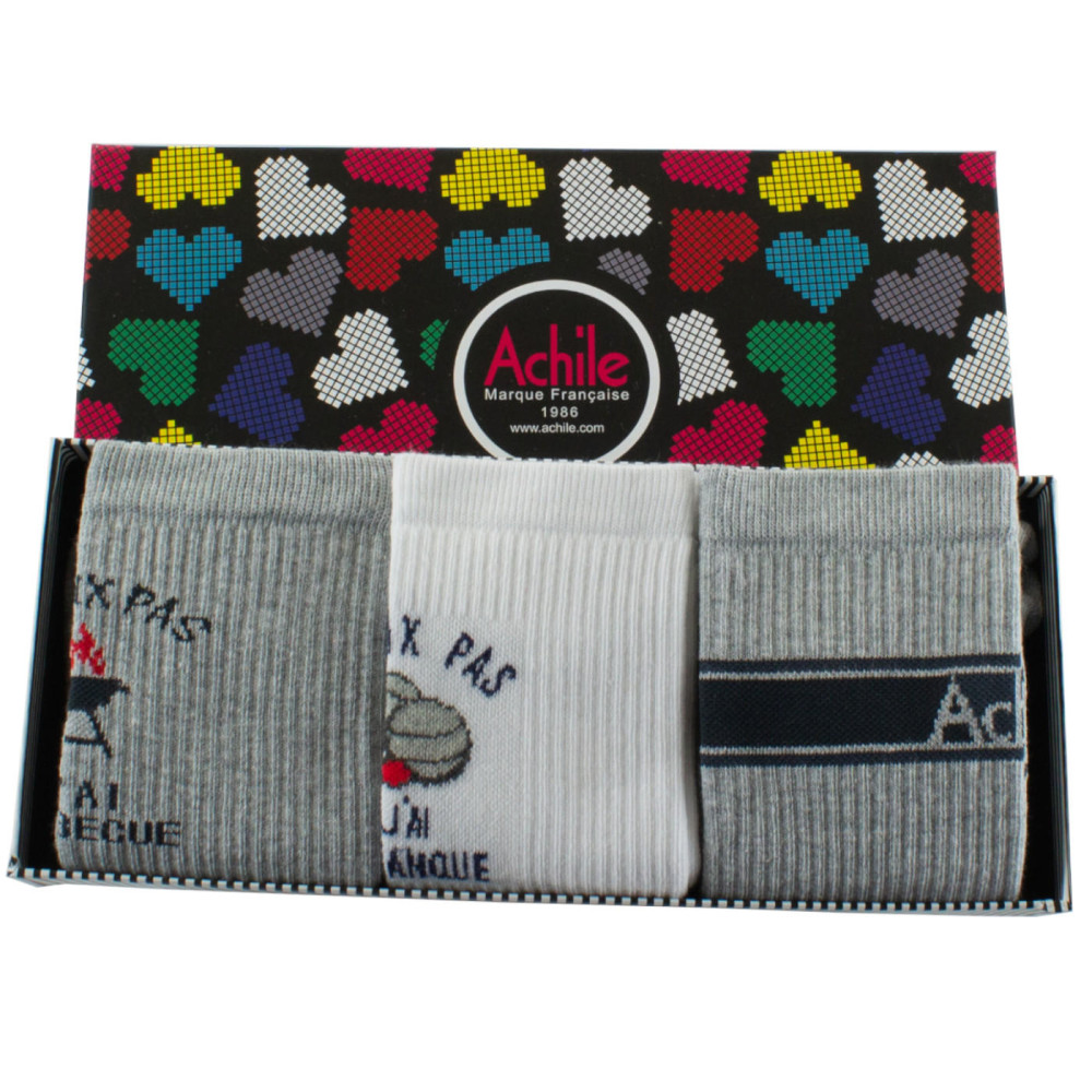 Mi-chaussettes à côtes thème Barbecue semelle bouclette, ACHILE