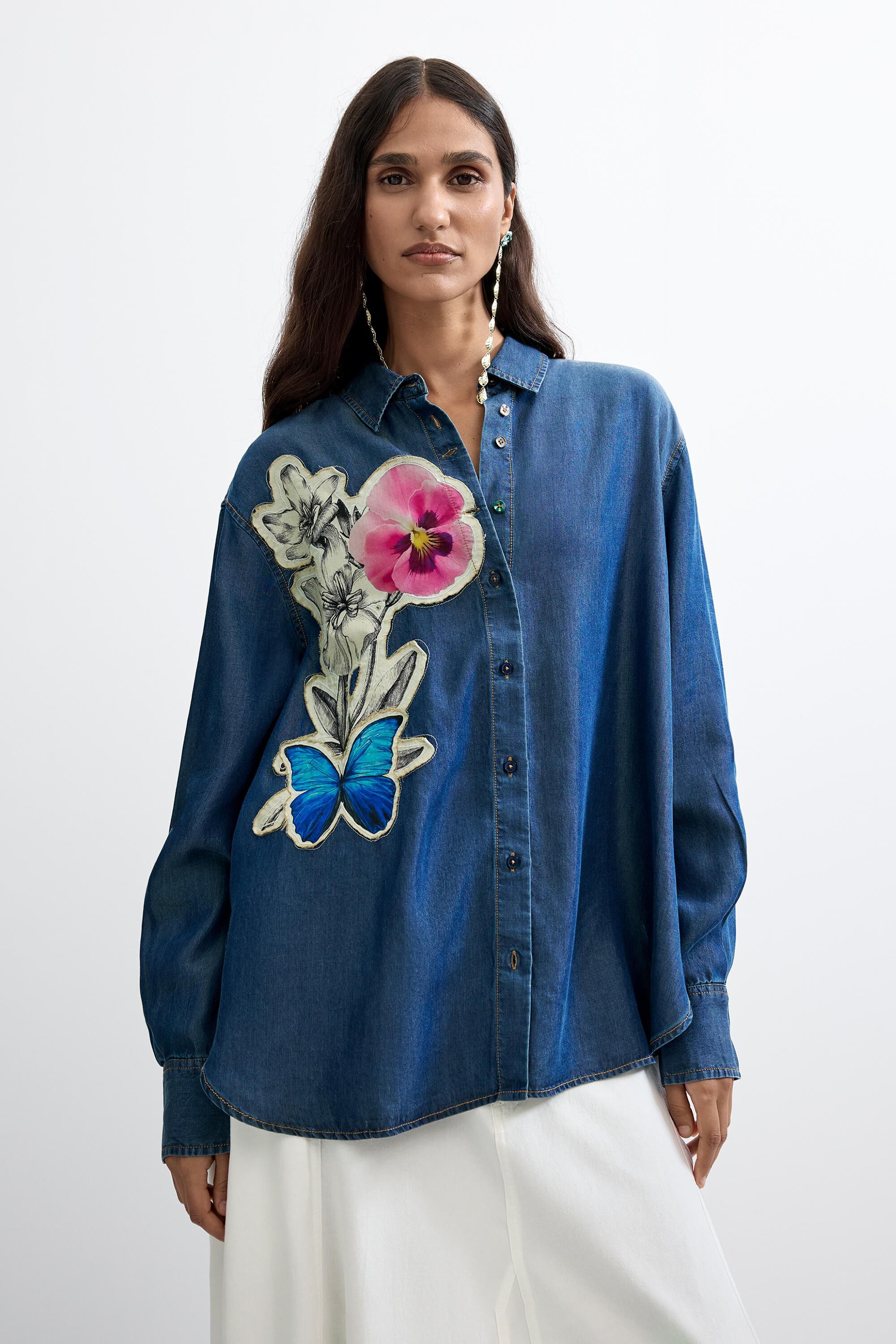 Chemise brodée à fleurs, DESIGUAL