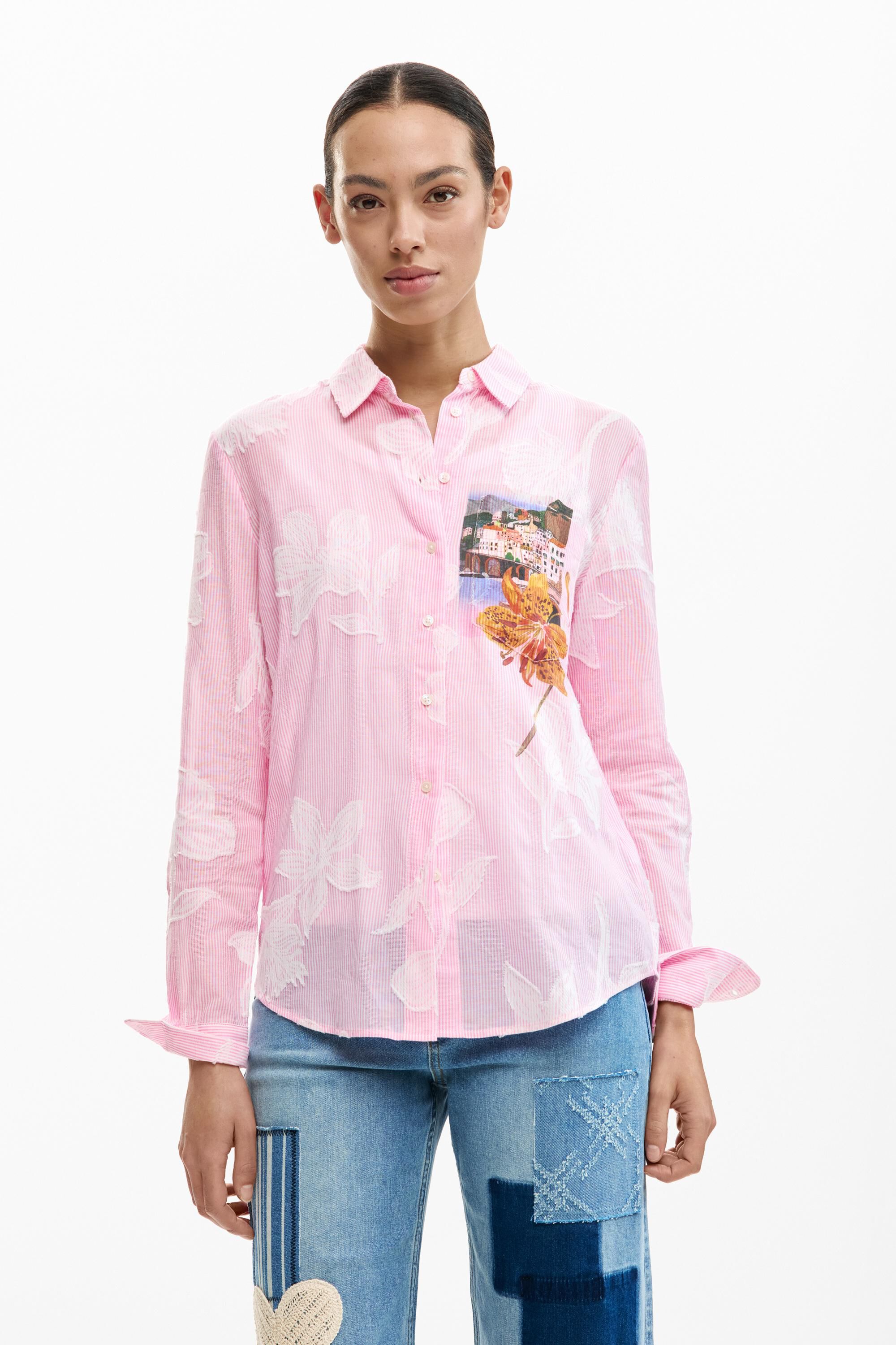 Chemise rayée carte postale, DESIGUAL
