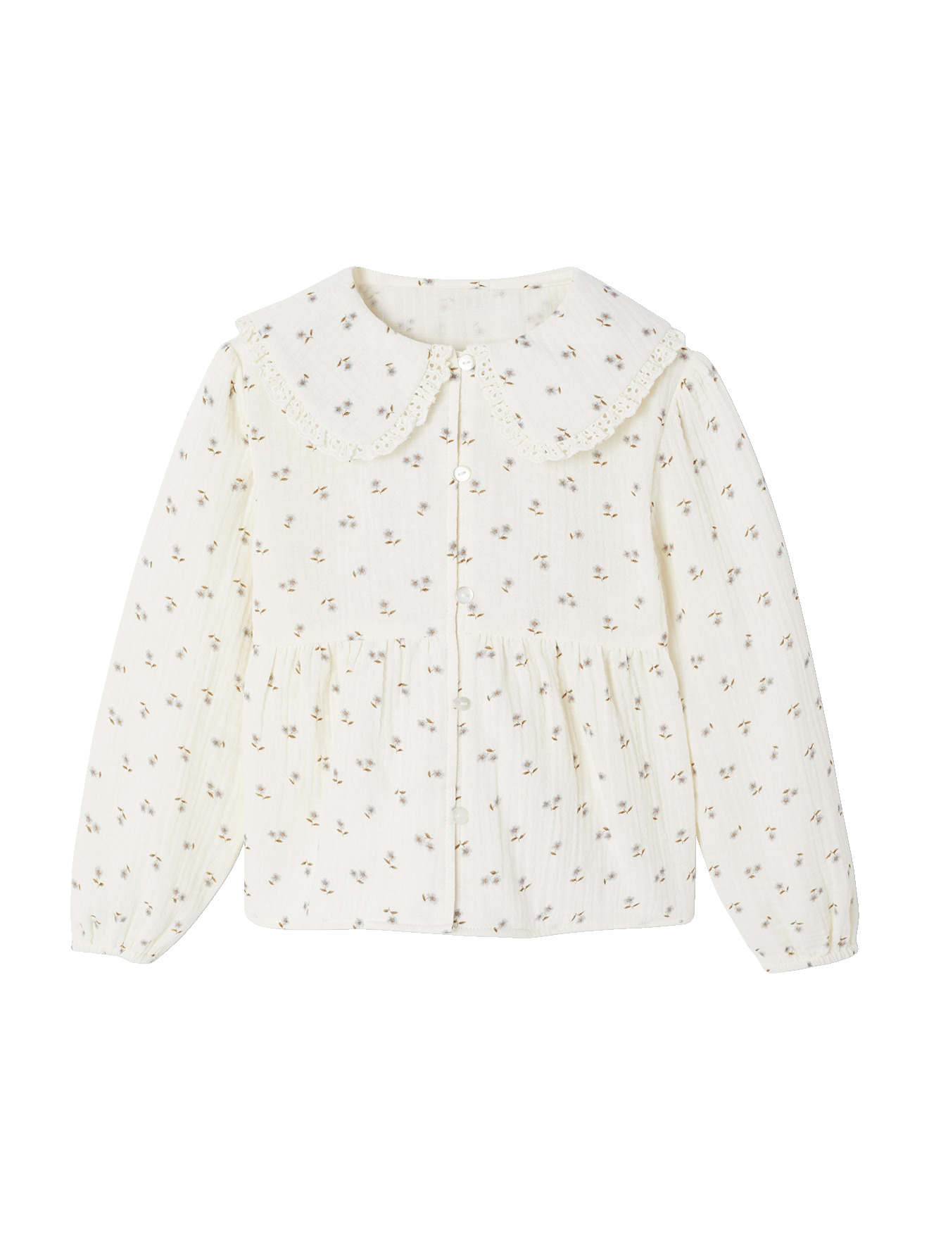 Chemise gaze de coton col brodé, VERTBAUDET